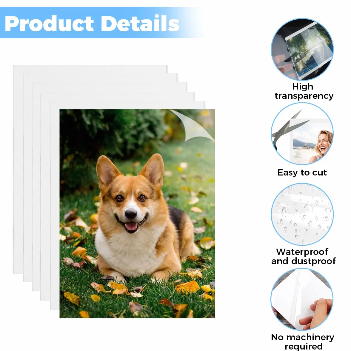 Hojas Laminadas Autosellantes A6 100 Piezas, Láminas Autoadhesivas para Fotos, Tarjetas de Visita, Documentos