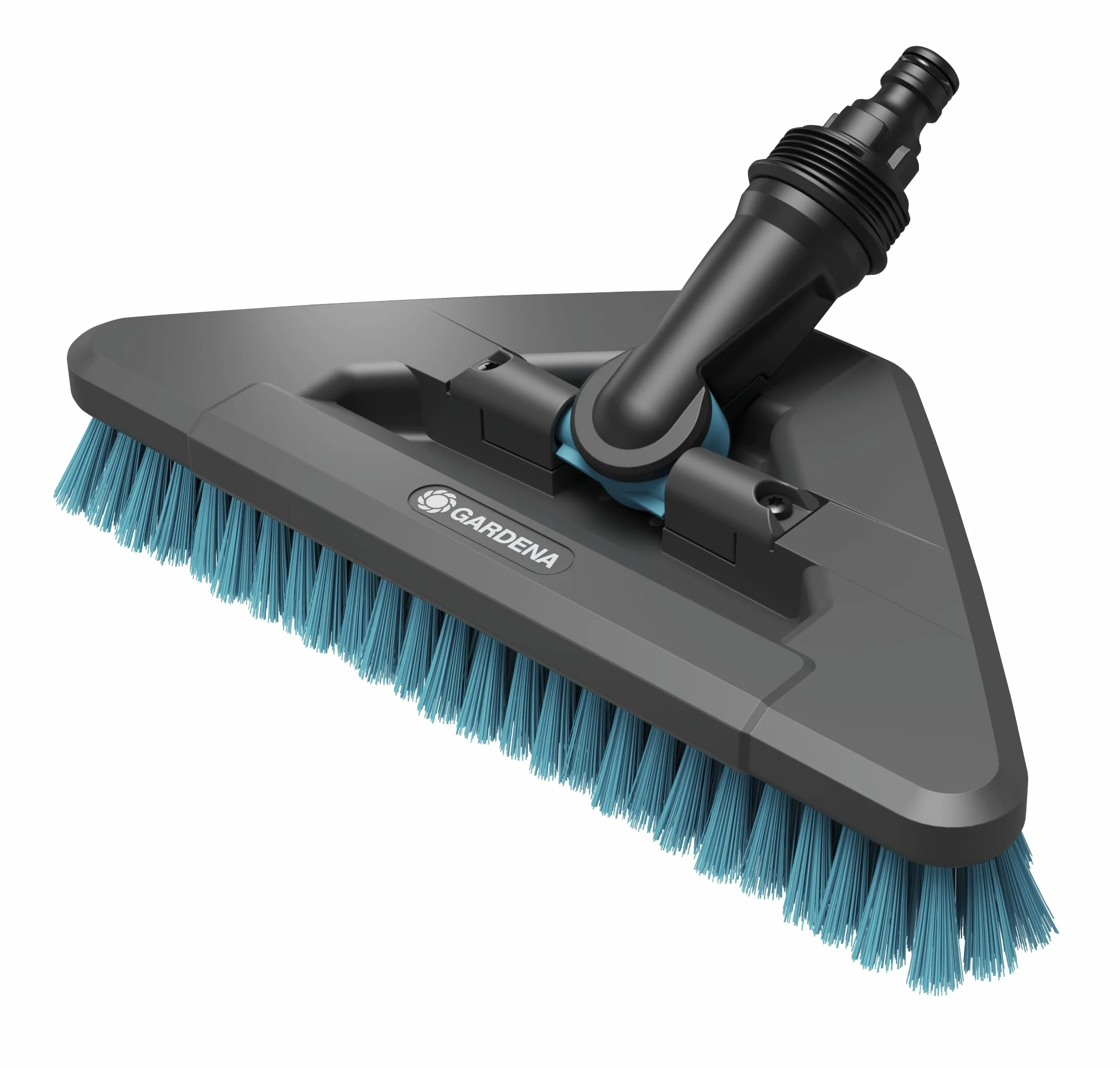 Gardena Cleansystem Cepillo Acoplable Duro flex: cepillo para limpiar superficies resistentes, forma triangular, cerdas duras, conexión al mango Cleansystem, para grandes superficies (18814-20)