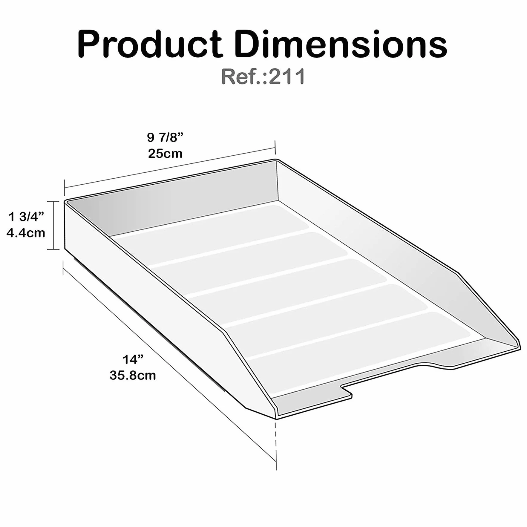 Acrimet Bandeja de Papel Apilable, Organizador de Cartas y Papeles en plastico de Carga Frontal para Oficina (Blanco, 1 Unidad)