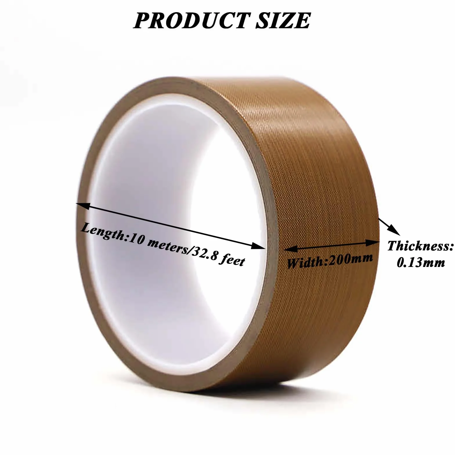 Cinta de teflón Espesor 0,13 mm, Ancho 10 mm-200 mm, 10 m/Rollo Cinta Aislante de PTFE Resistente al Calor para Aplicaciones eléctricas, industriales y de Bricolaje,200mm