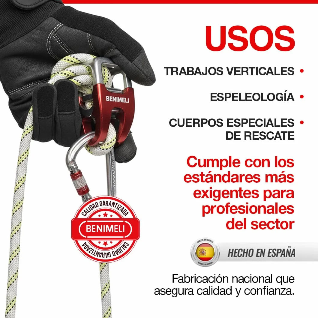 Cuerda Semiestática Profesional - SOGA Gruesa de Nylon para Trabajos Verticales - Cuerda Resistente Exterior y Duradera - Diferentes Tamaños Disponibles - 11 MM (100)