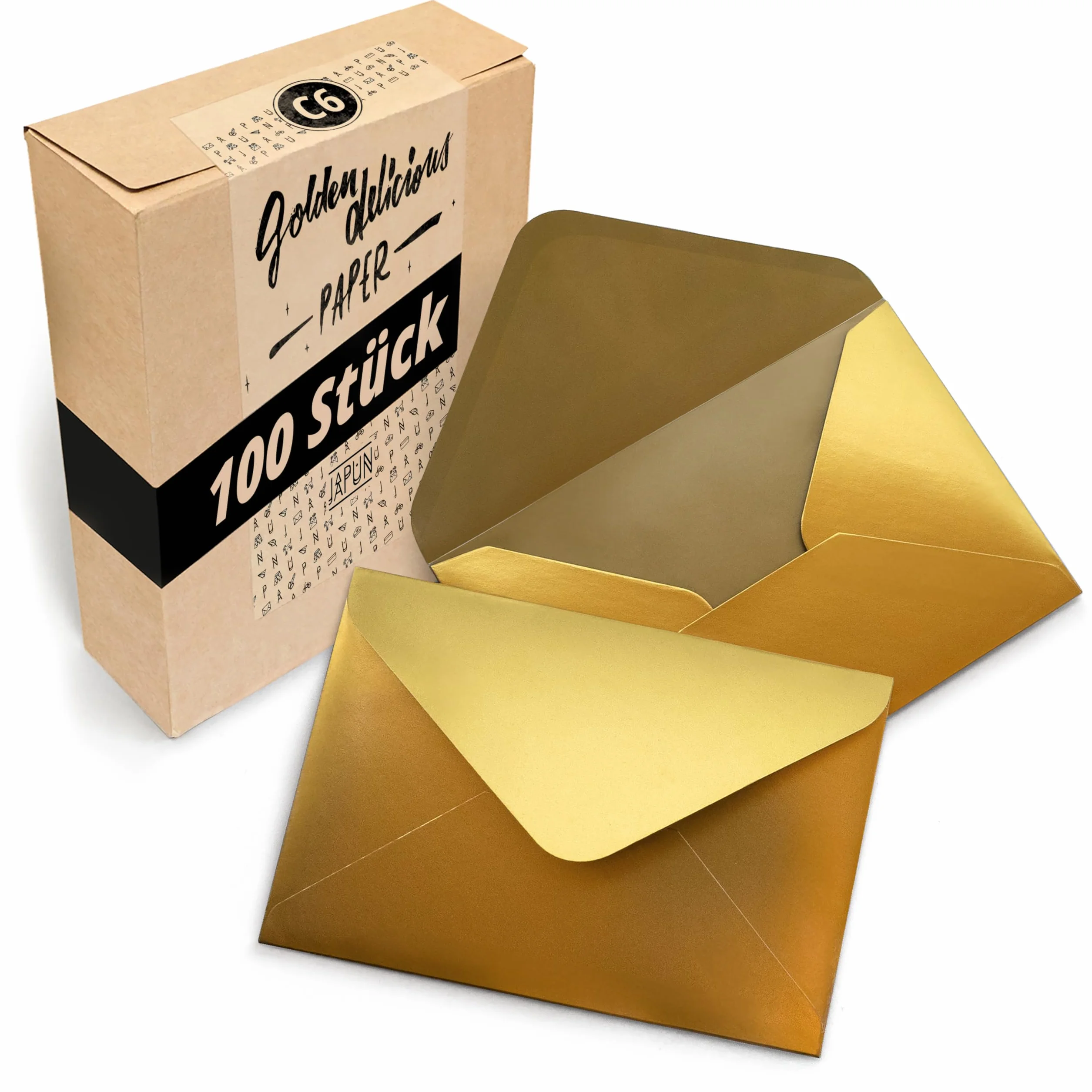 Sobres de papel DIN C6 162x114 mm oro dorado 100 piezas