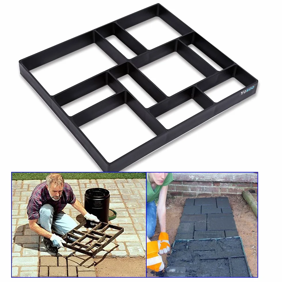 Molde de jardín, molde para pavimentación, modelo de plástico para pavimentación de hormigón, ladrillo, piedra, molde DIY 45 x 40 x 4 cm