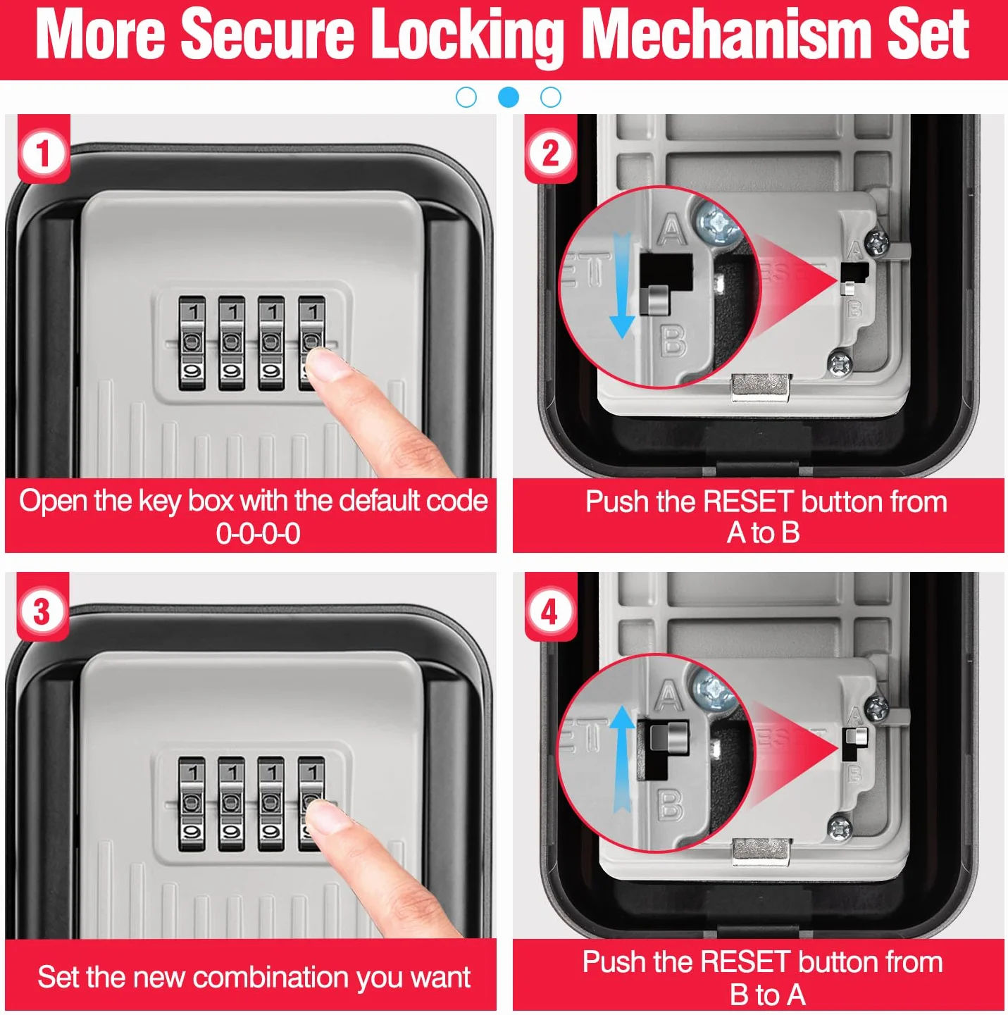 TEUEN Caja Fuerte de Llaves Exterior, Caja Fuerte para Llaves con Combinación de 4 Dígitos, Caja de Seguridad Impermeable Gran Capacidad Montaje en Pared para Hogar,Oficina,Garaje