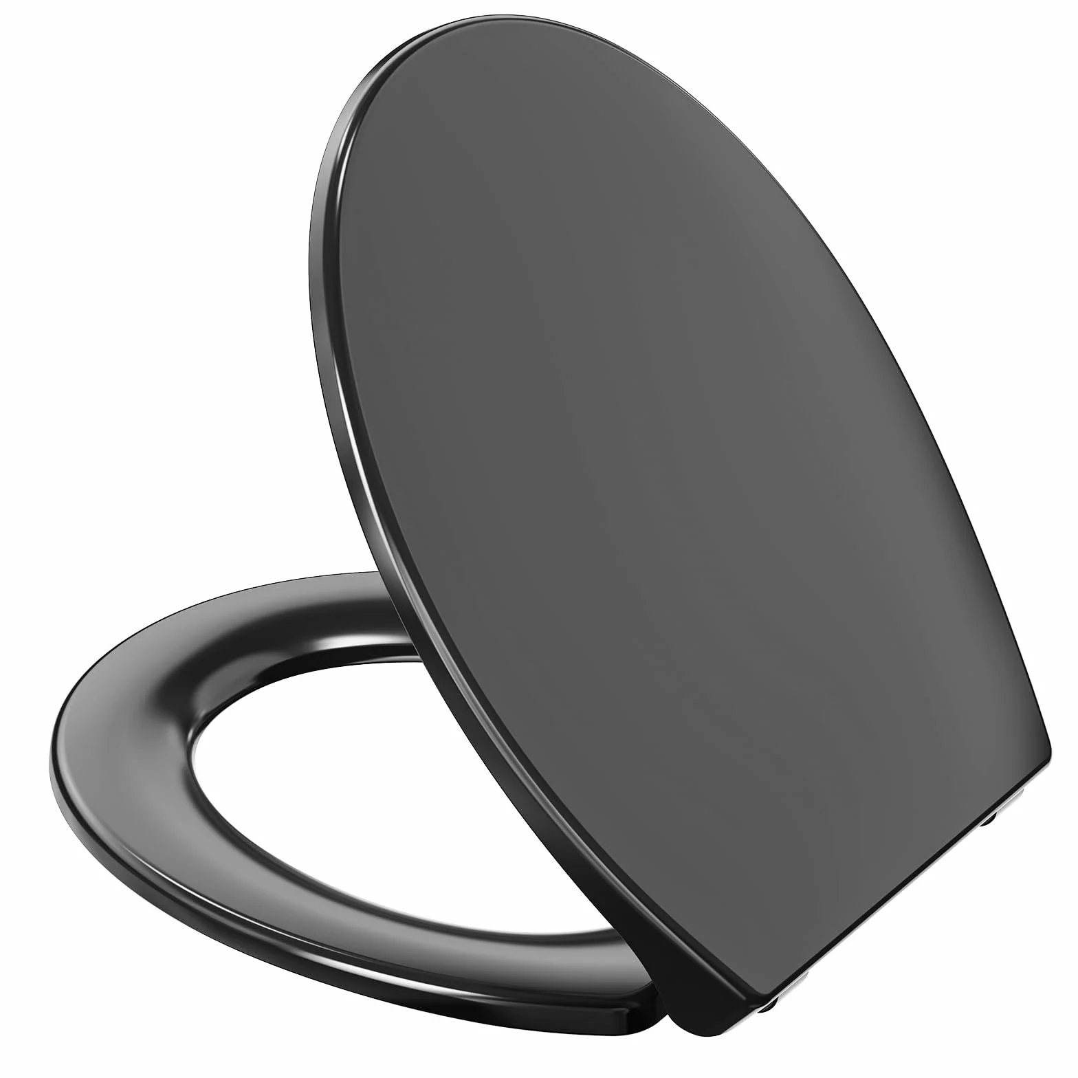Pipishell Asiento de Tapa wc, Tapas WC de inodoro con cierre suave Tapa WC de universel con un Botón de Liberación Rápida, Top Fixing O-Shaped (Negro)
