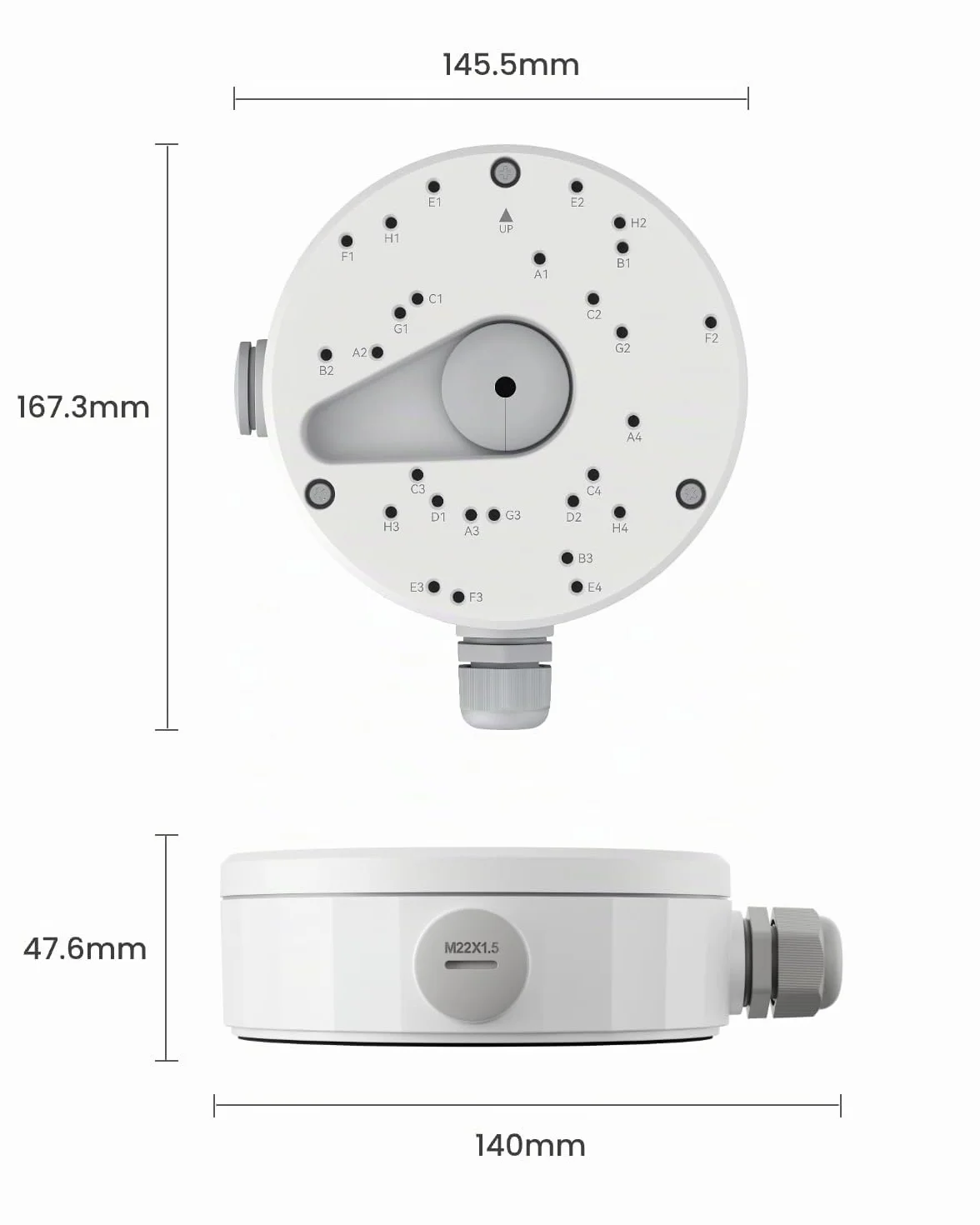 Reolink Caja de Conexiones RLA-JBL1, Sólo Diseñada Cámaras IP Domo RLC-520A/820A/1224A, RLC-840A/843A/1240A/840WA/843WA, RLC-823S1/823S2/823S1W, Duo 2V PoE & 3V PoE, E1 Outdoor Serie, FE Series