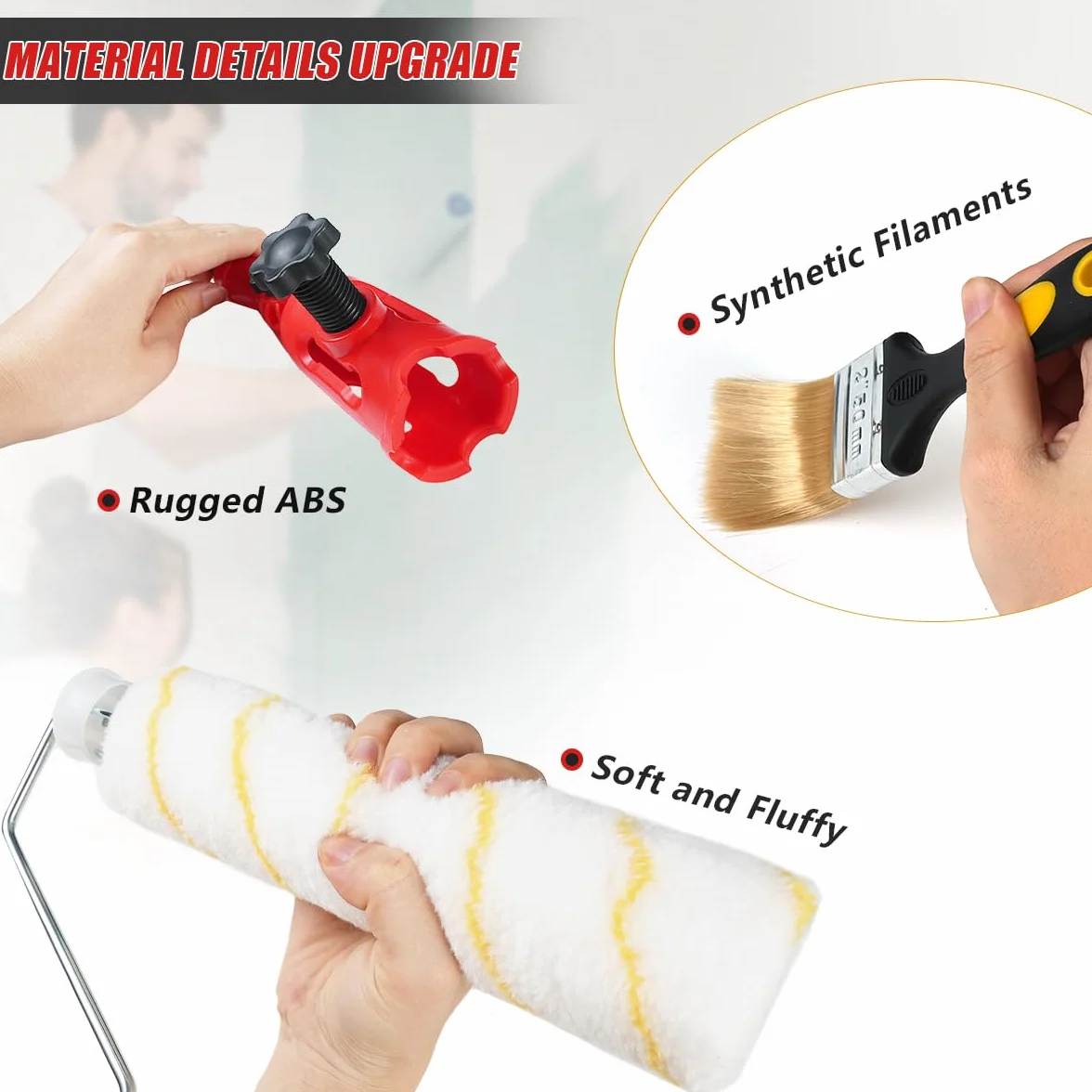 Kit Completo de Rodillos de Pintura 11 Piezas, Barra Extensible de 1,9m, Bandejas para Pintura, Extensor Multiangular para Paredes, Bordes y Techos