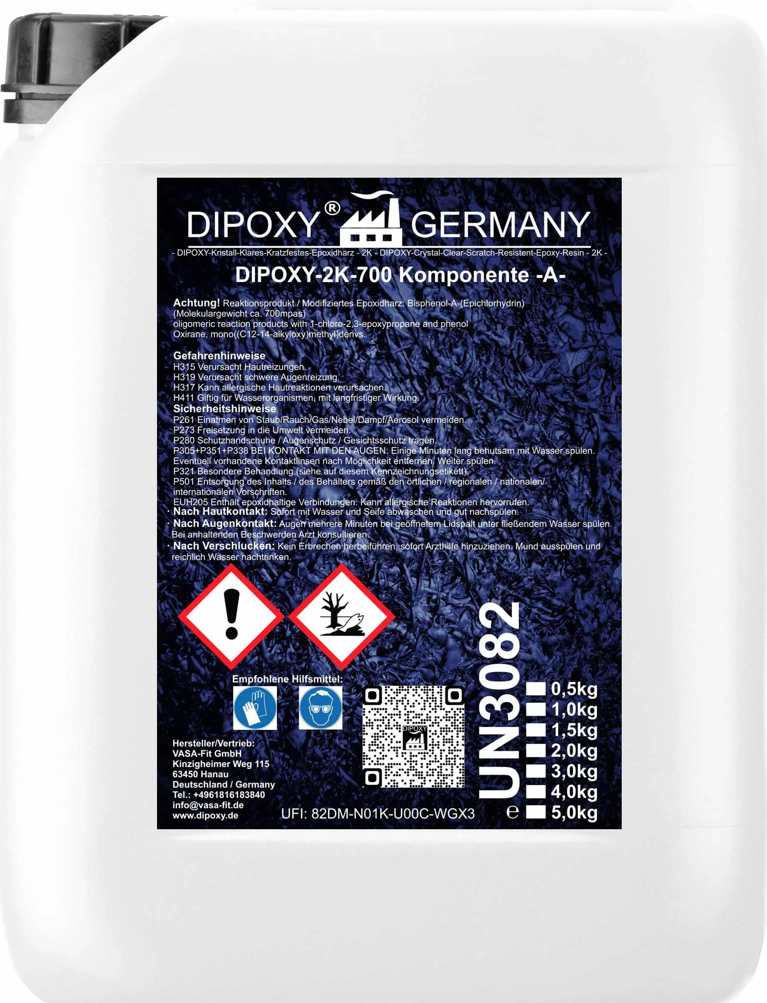 9,0 kg de resina epoxi 2K con endurecedor EP Resina de laminación de calidad profesional, transparente y sin olor, resina epoxy UV GFK DIPOXY-2K-700