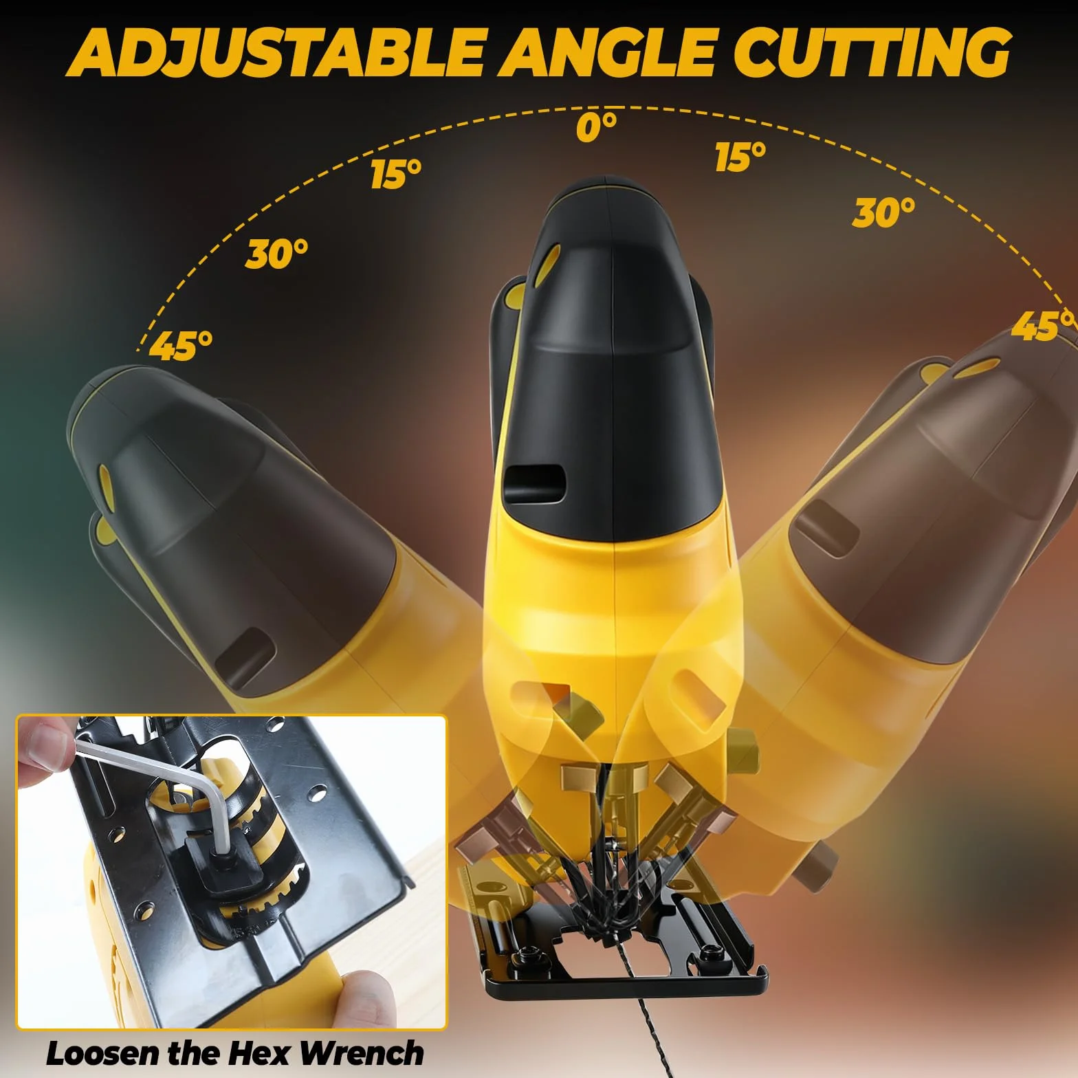 Sierra de calar inalámbrica compatible con baterías DEWALT de 18 V/20 V, 20.000 rpm, motor sin escobillas, 4 posiciones de carrera, regulación de velocidad continua, carrera de 23 mm, 0-2750 carreras