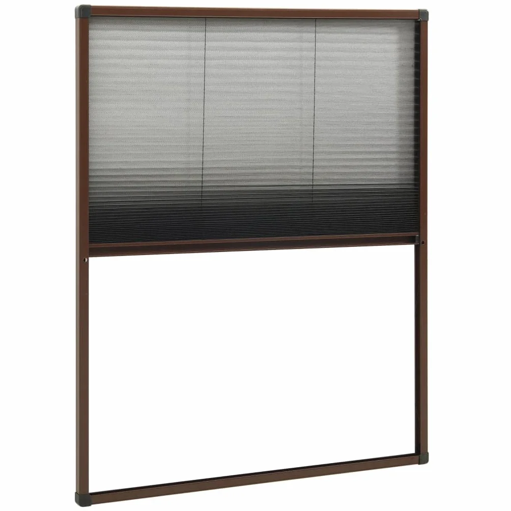 vidaXL Mosquitera Plisada para Ventanas Red Rejilla contra Insectos Moscas Cortina Plisada Ajustar Verano Fácil de Colocar Aluminio Marrón 80x100 cm