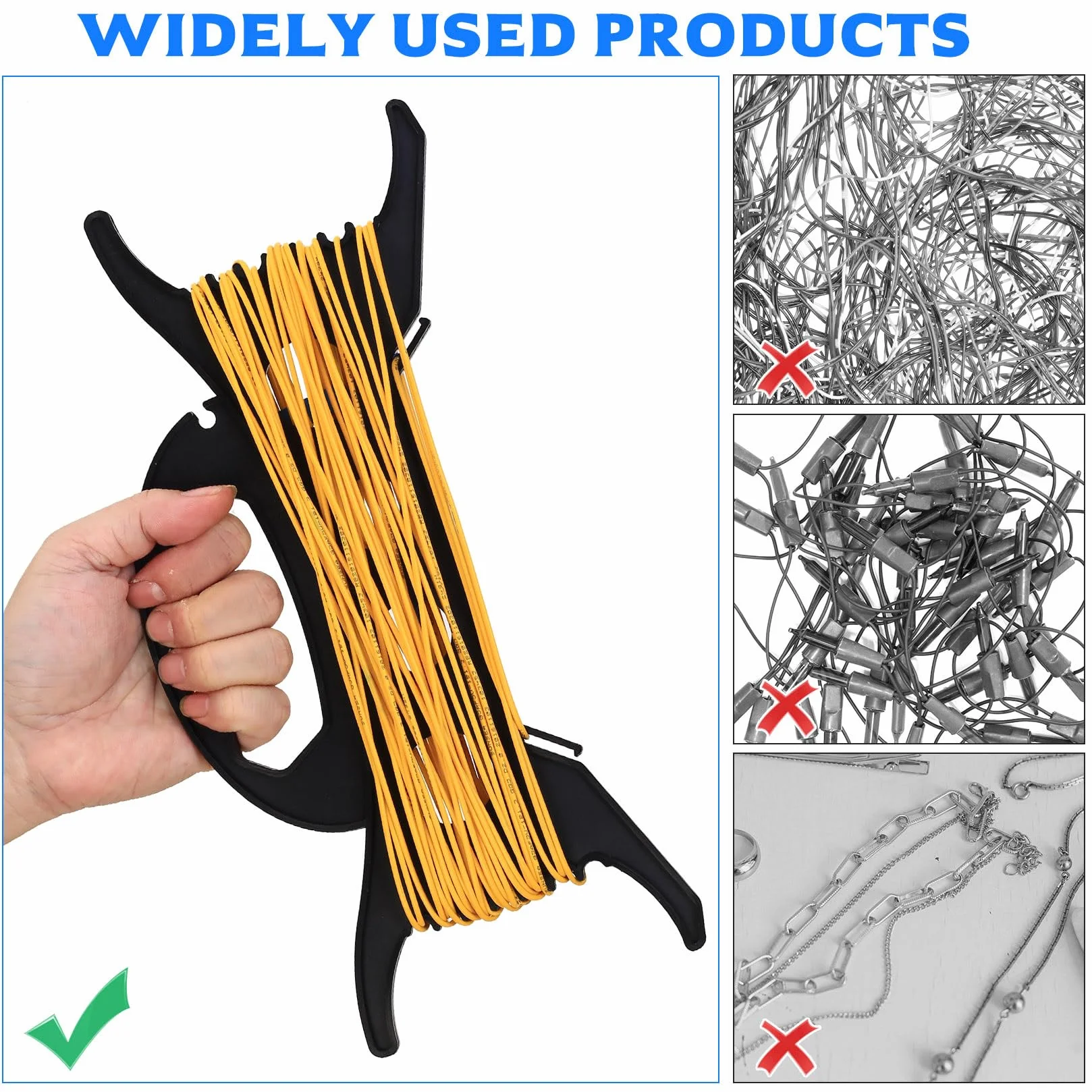 4 Pcs Enrollador de Cable de Plástico, Carretes Enrolladores de Cables, Organizador de Cables Alargadores para Hogar, Oficina, Luces Navideñas, Cintas, Cuerdas, Electrónica (Negro)