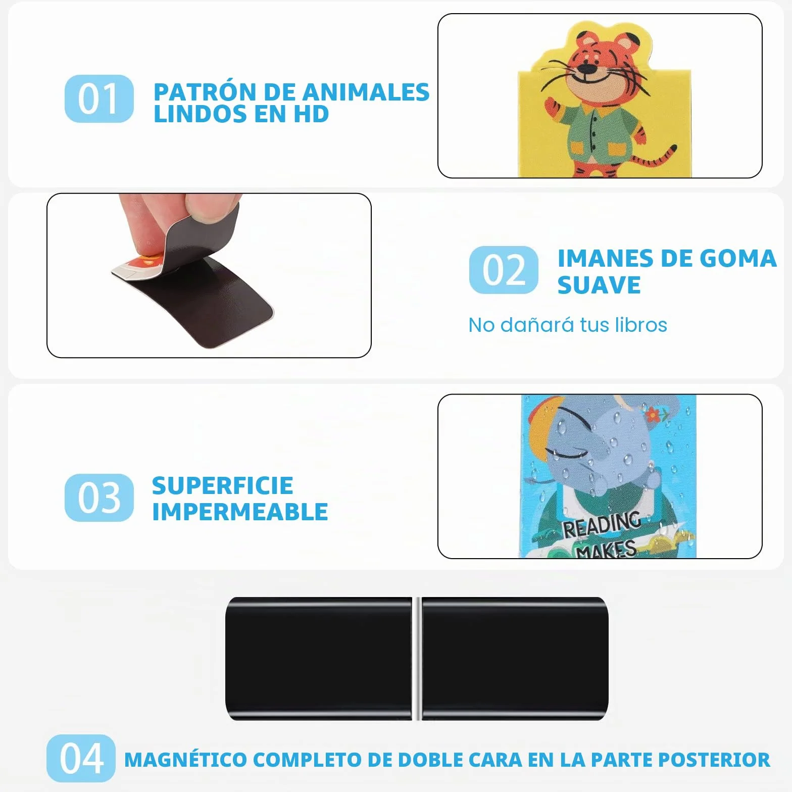 MWOOT marcadores magnéticos animales 24 piezas kit imán para niños escuela oficina lectura 5,5 x 3 cm