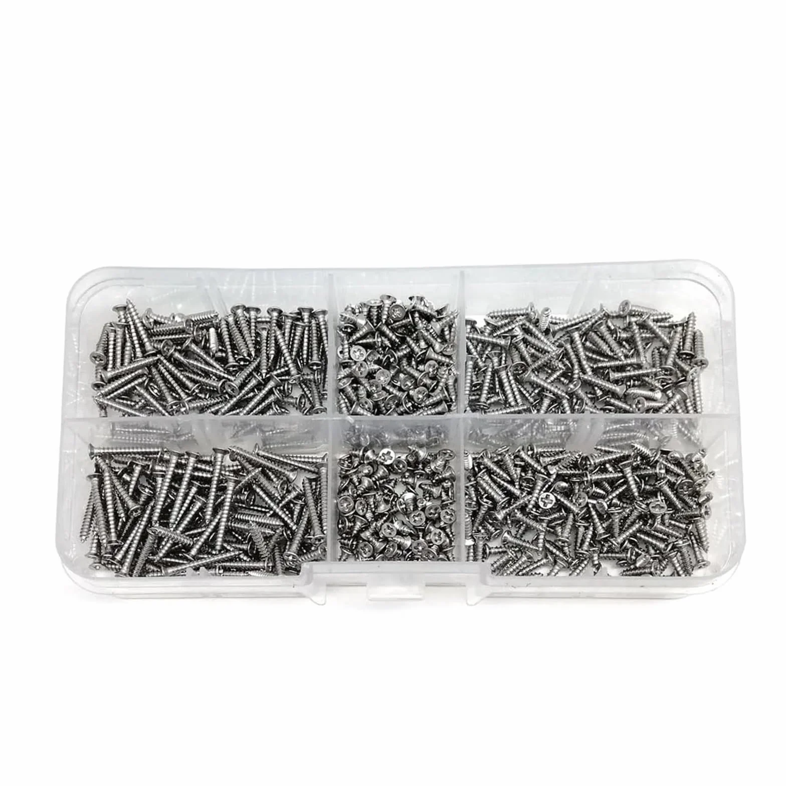 1 caja Mini juego de mezcla de tornillos autorroscantes de cabeza avellanada plana de acero inoxidable 304(M3)
