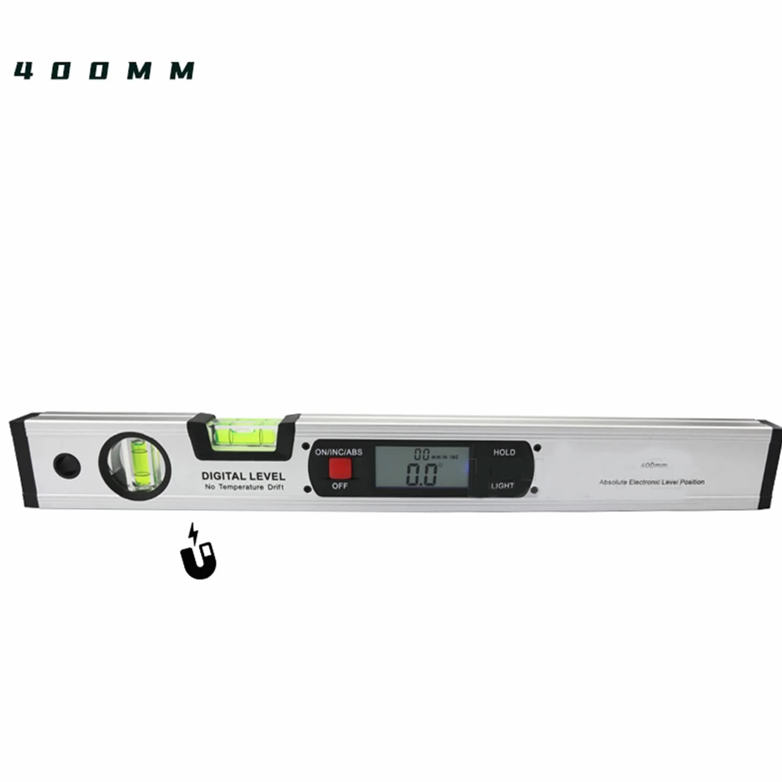 Nivel de Burbuja Buscador Digital de Aluminio Transportador 360° LCD Digital retroiluminado de 16 Pulgadas con Burbuja Horizontal y Vertical