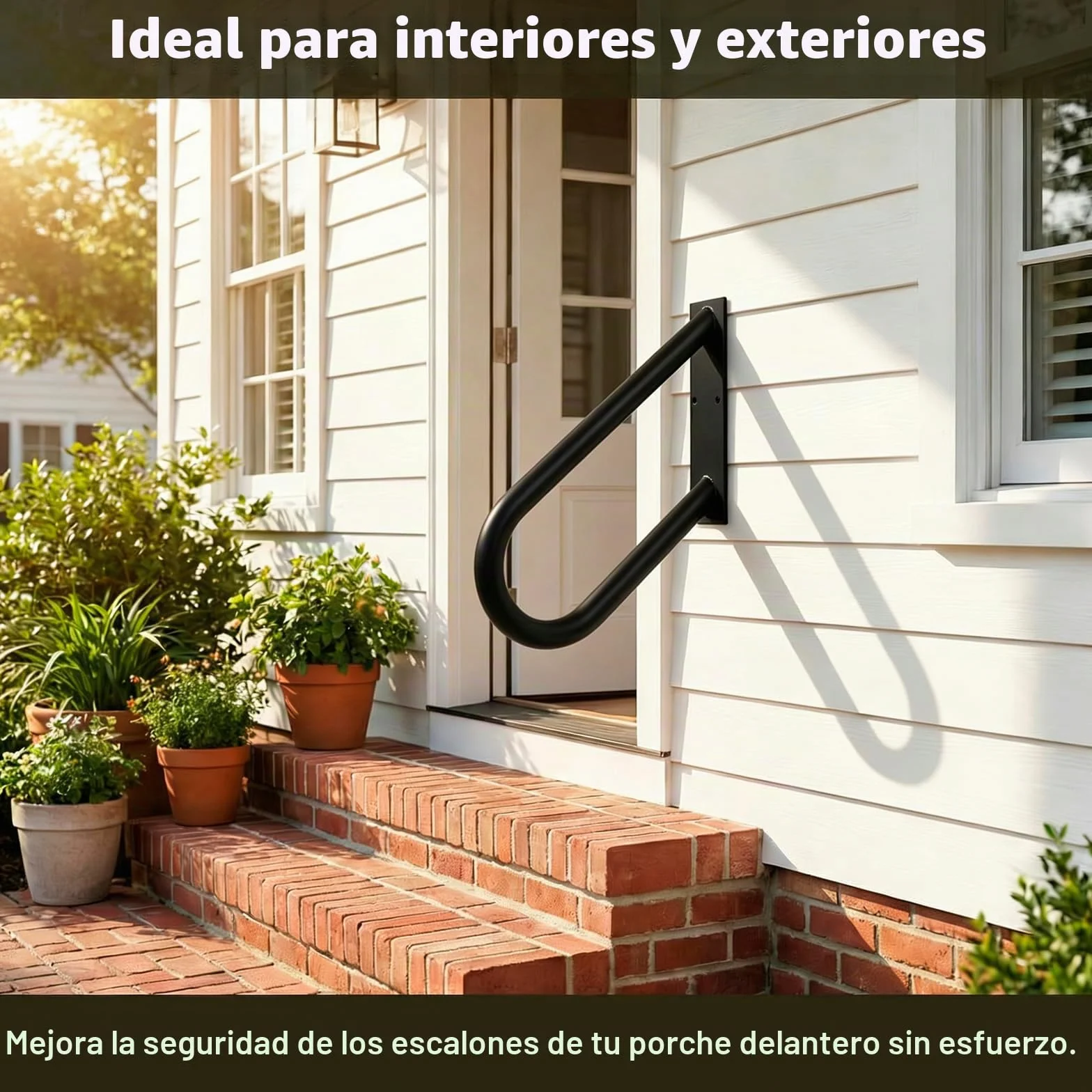 Pasamanos de escalera tipo U, pasamanos para exteriores, instalación montada en la pared, adecuado para 1-2 escalones, baño, proporciona comodidad para la seguridad familiar (longitud 18
