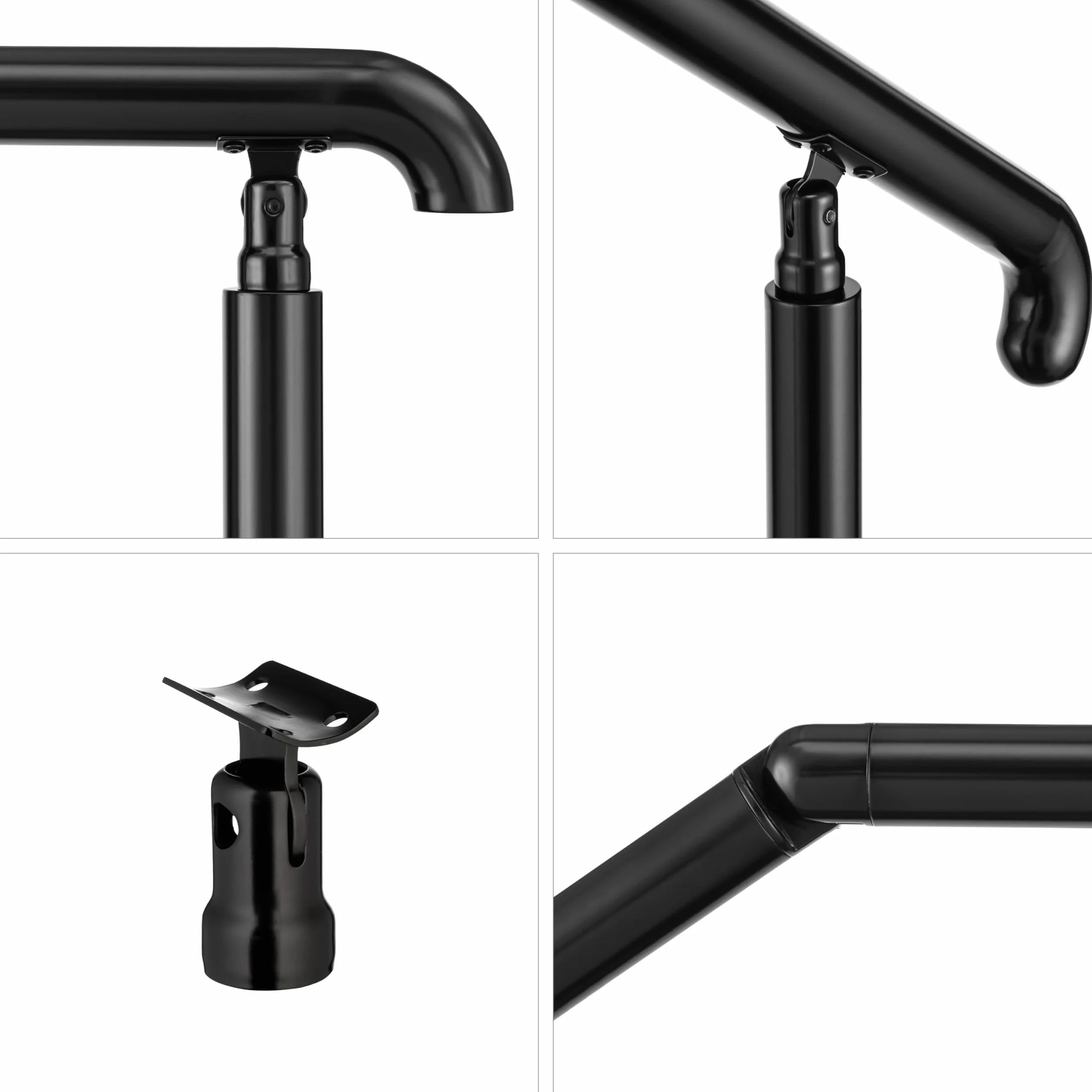 AICA Barandilla de escalera, Barandilla de entrada de acero inoxidable, ángulo de montaje ajustable, Barandilla para entradas, interior y exterior, Negro, 162x102 cm