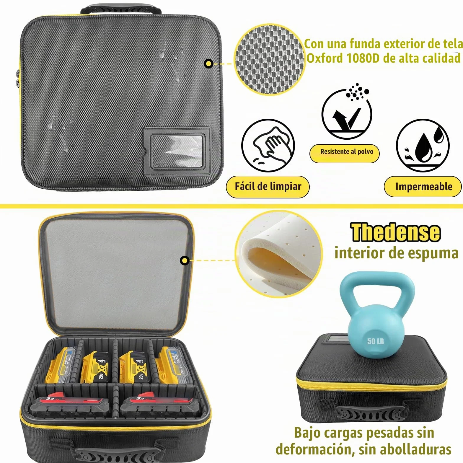 Maletín Herramientas Bolsa Portátil para Baterías y Cargadores | Porta Utensilios con Divisores Ajustables, Caja Electricista, Accesorios Eléctricos, Impermeable Antigolpes, 30 x 26 x 10cm