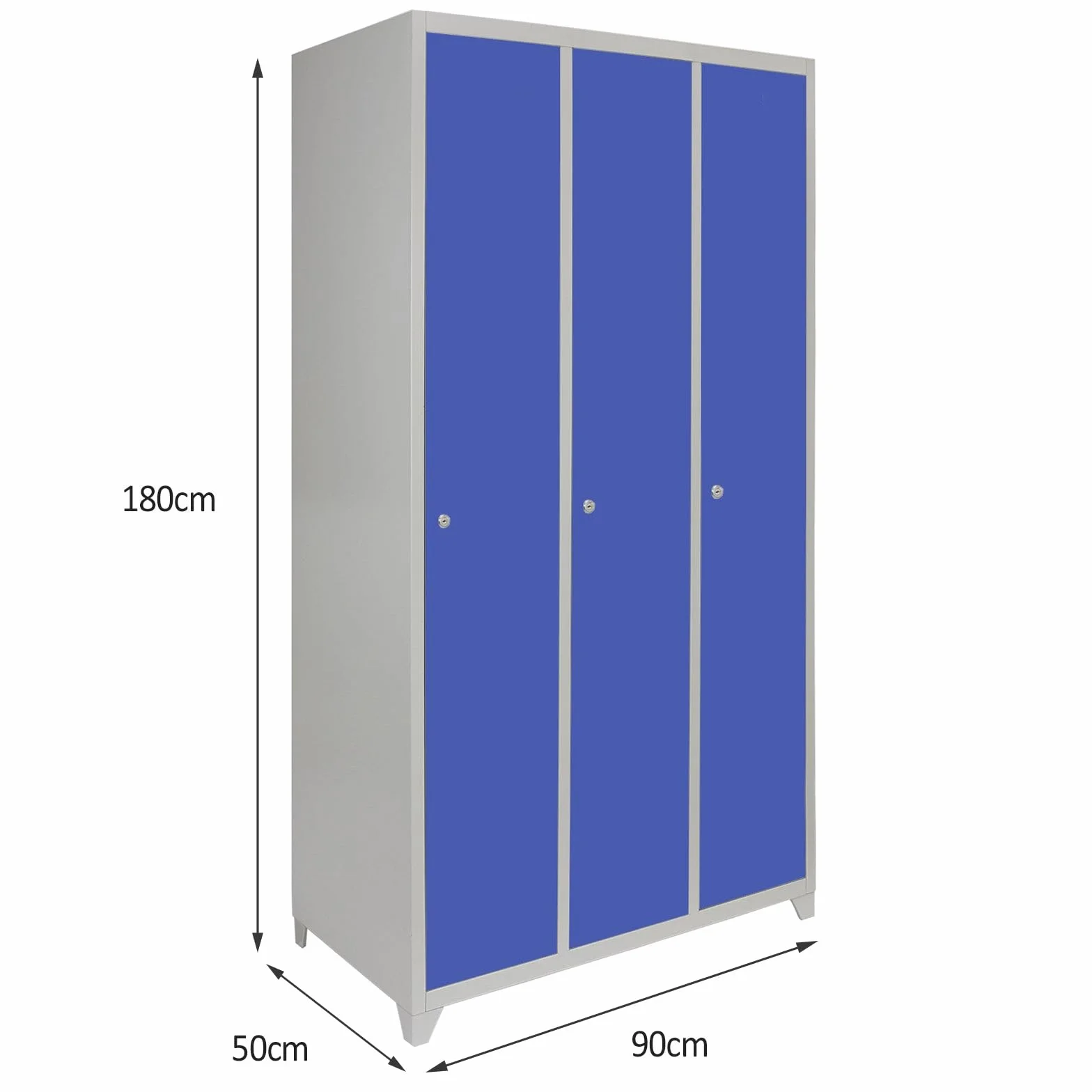 Taquilla Metálica 3 Puertas Azul 90x50x180cm Casillero Locker Organizador Oficinas Escuelas Gimnasios