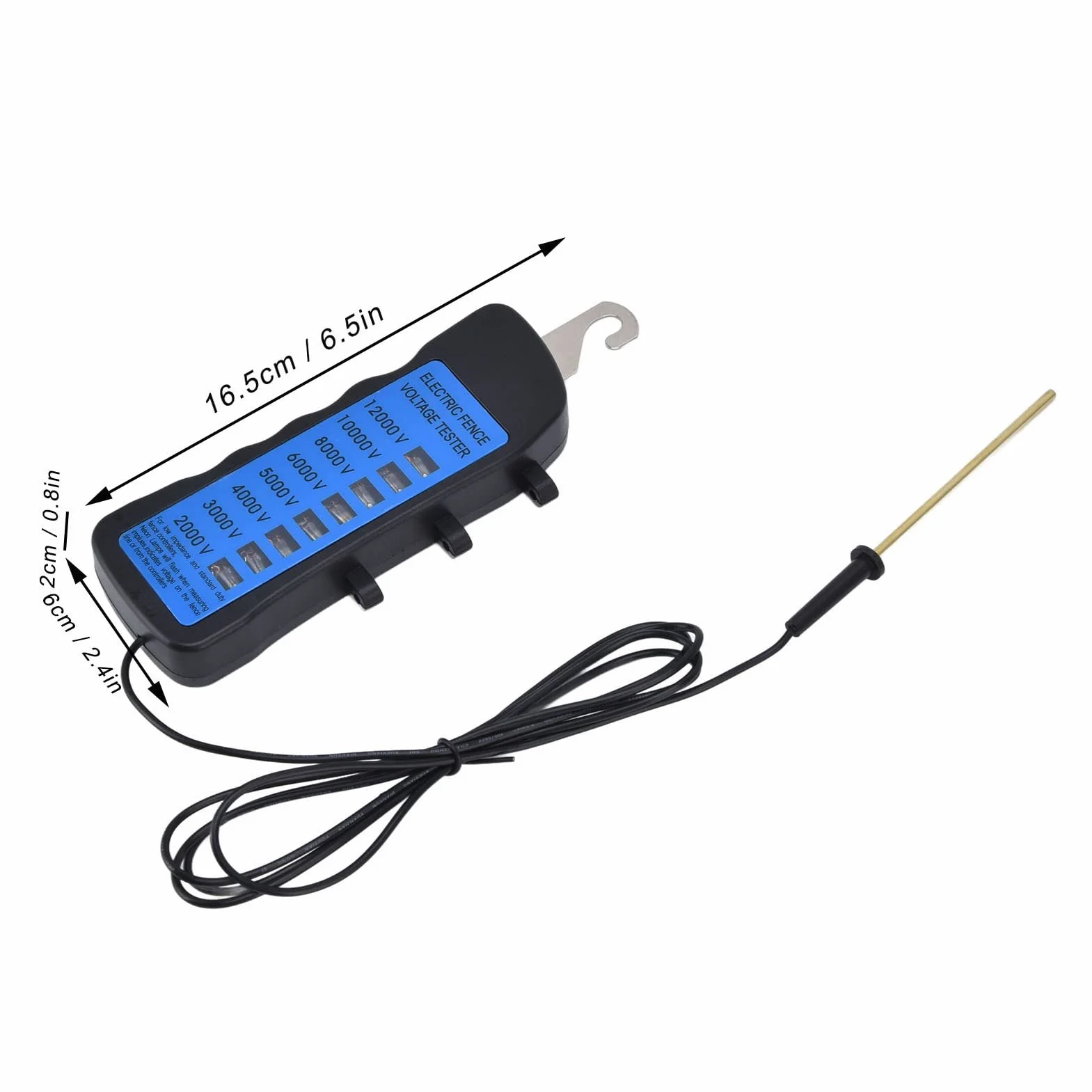 Nikou Probador de voltaje para cercas eléctricas, probador de cercas de neón de 12 kV, probador de cercas de 2000 a 12 000 V, con 8 luces indicadoras de neón, resistente al agua para granjas de jardín