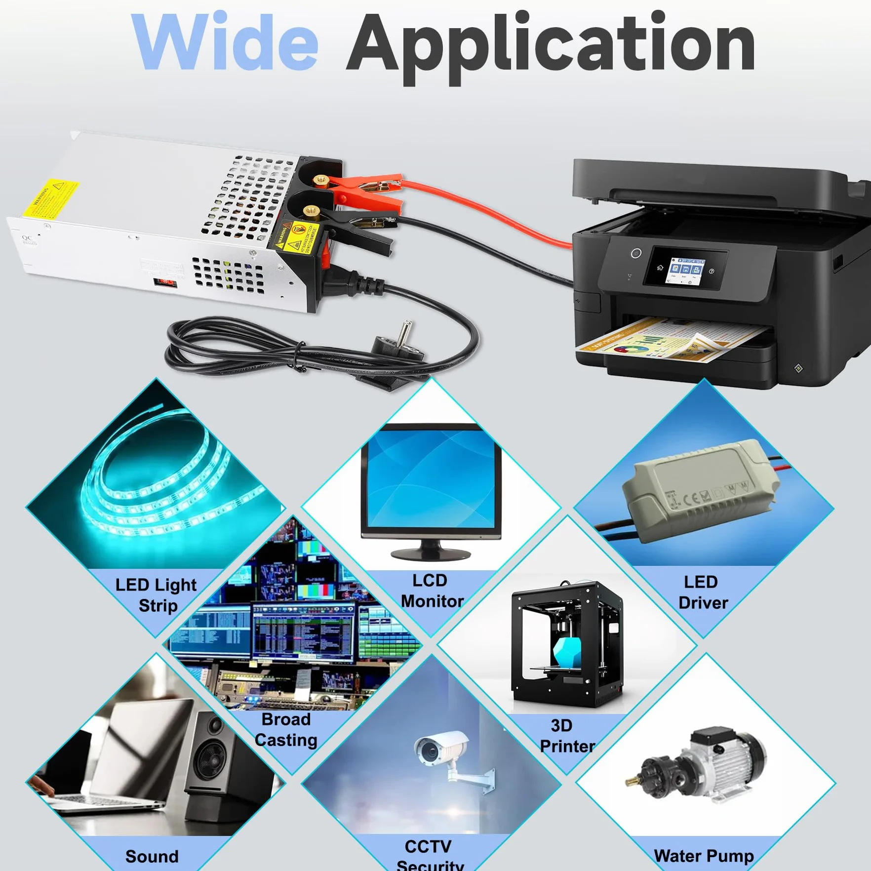 DC 12V 125A 1500W Fuente de Alimentación Transformador 220V CA a CC 12V 125A Fuente Alimentación 1500W para Bomba CCTV Cámara de Seguridad Car Stereo Impresora 3D y Más 12V Dispositivo
