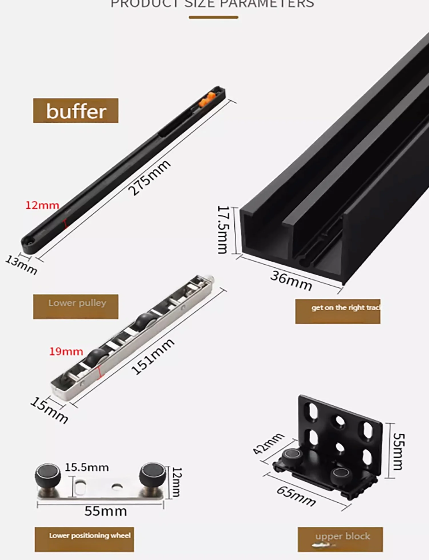 Kit de herrajes ocultos para puerta corredera con cierre suave, riel oculto resistente para puertas flotantes interiores modernas