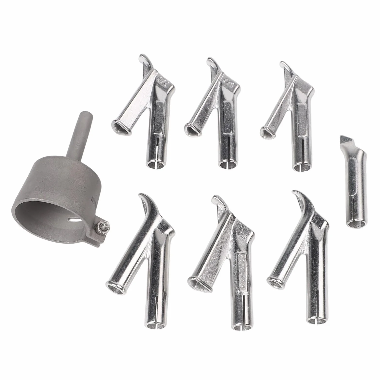 8 boquillas de punta de soldadura de acero inoxidable para soldador de plástico de aire caliente de 1500-2000 W, compatibles con hojas de PVC y PP, incluye boquillas redondas, triangulares y de