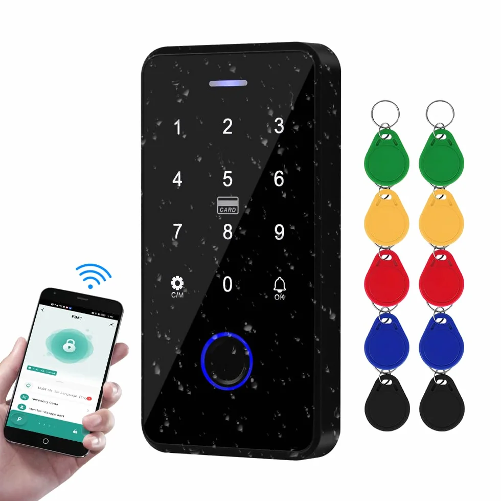 Fusyuly NFC Bluetooth Tuya Control de Acceso Teclado RFID IP68 Impermeable 13,56MHz Sistema de Huellas Dactilares Biométricas + Clave 10pcs