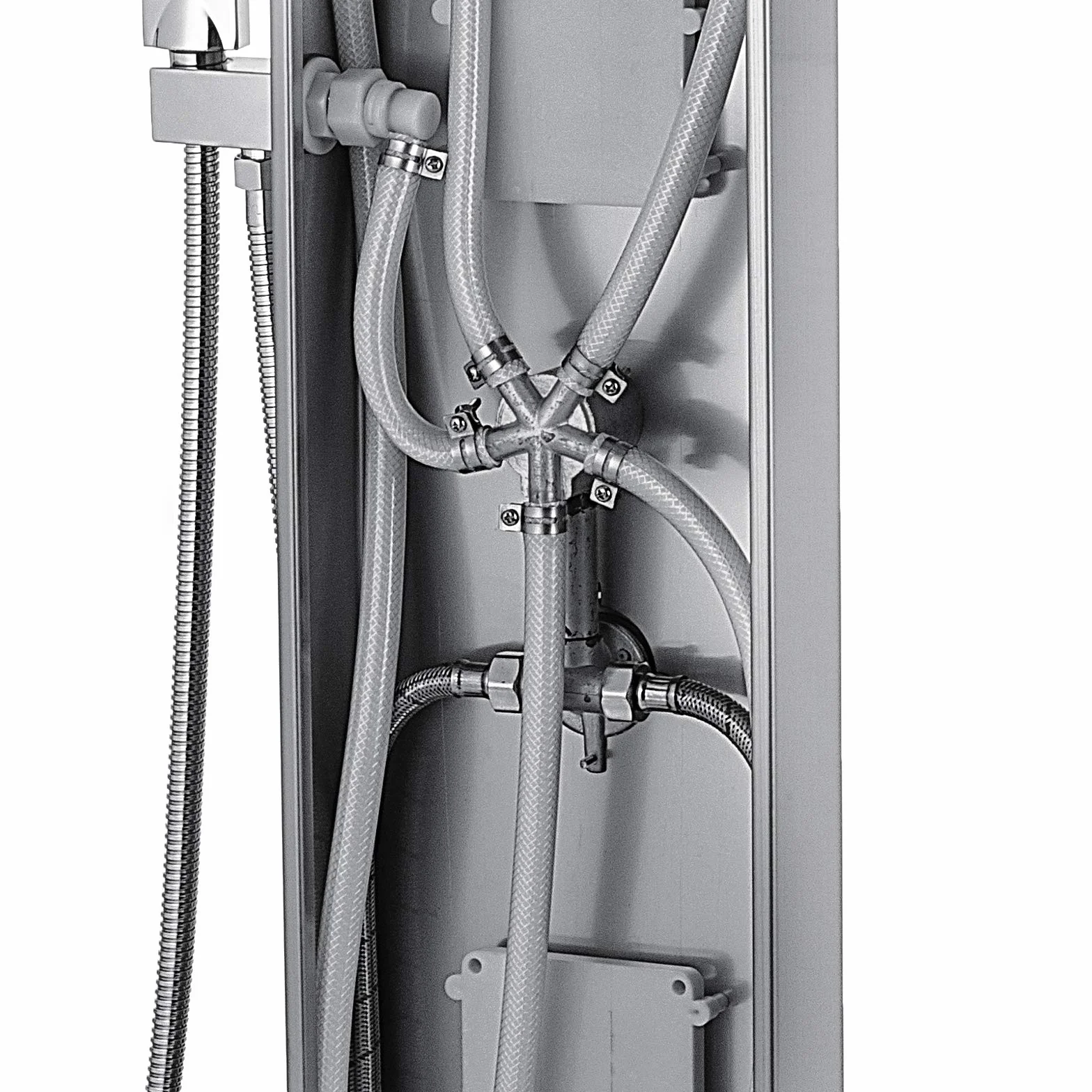Panel de Ducha de Acero Inoxidable Columna de Hidromasaje 5 en 1 Columna de Hidromasaje para Hogar Hotel (Separado, Plata cepillada)