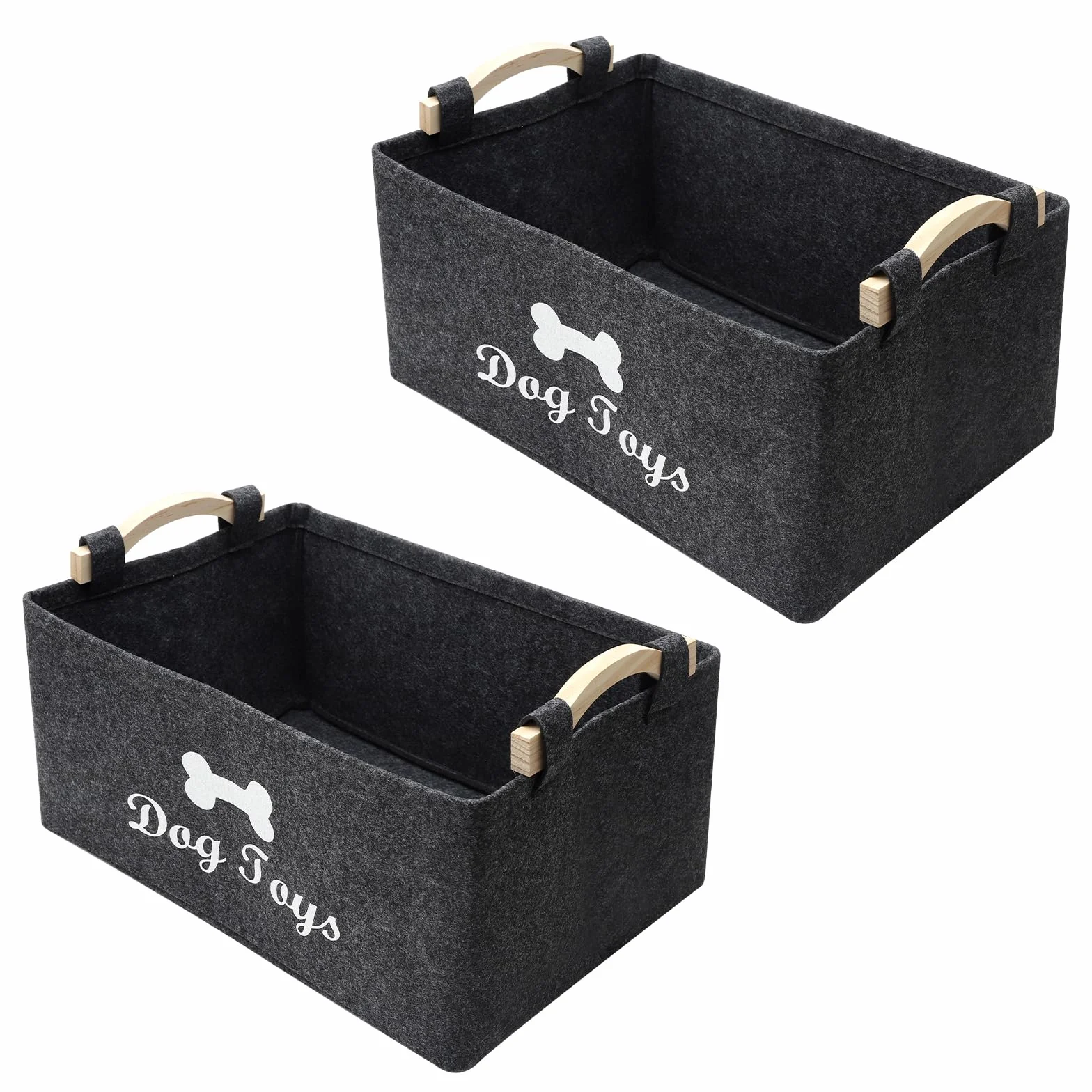 APOMOONS 2 Cestas de Fieltro Grises con Asa Plegables para Guardar Juguetes de Perro Cestas Organizadoras de Fieltro para Guardar Snacks Cosas Pequeñas Ropa Sucia
