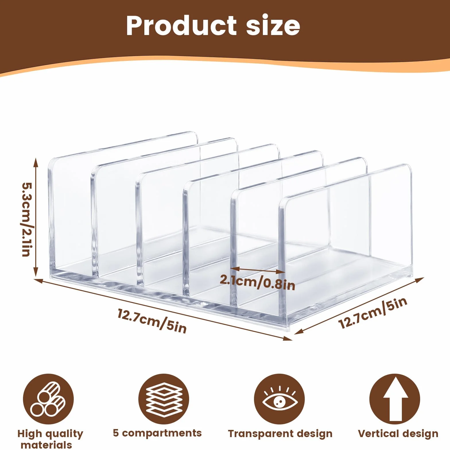 LELE LIFE Acrylic Mail Organizer 5 Compartments Desktop Office Home