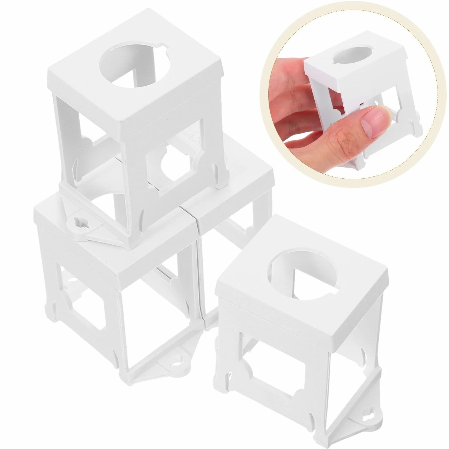 Soporte de Montaje en Riel Plástico Blanco Instalación de 22 Mm, 4 Piezas para Interruptores de Botón Pulsador para Uso Doméstico E Industrial