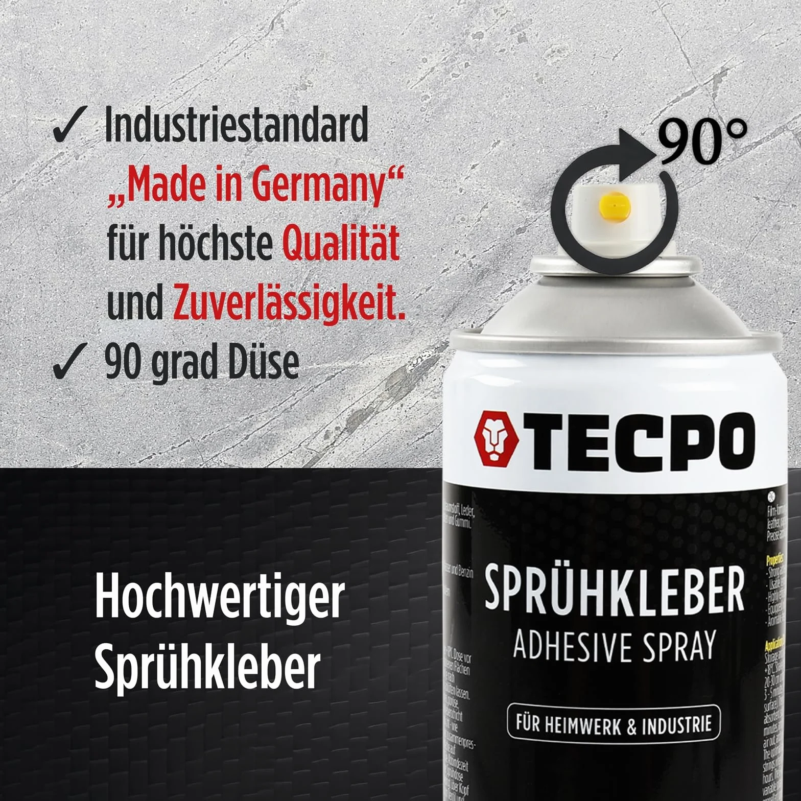 TECPO 4 adhesivos en aerosol, 500 ml, pegamento industrial, pegamento de contacto para piel, espuma, plástico, metal, papel, goma UVM.