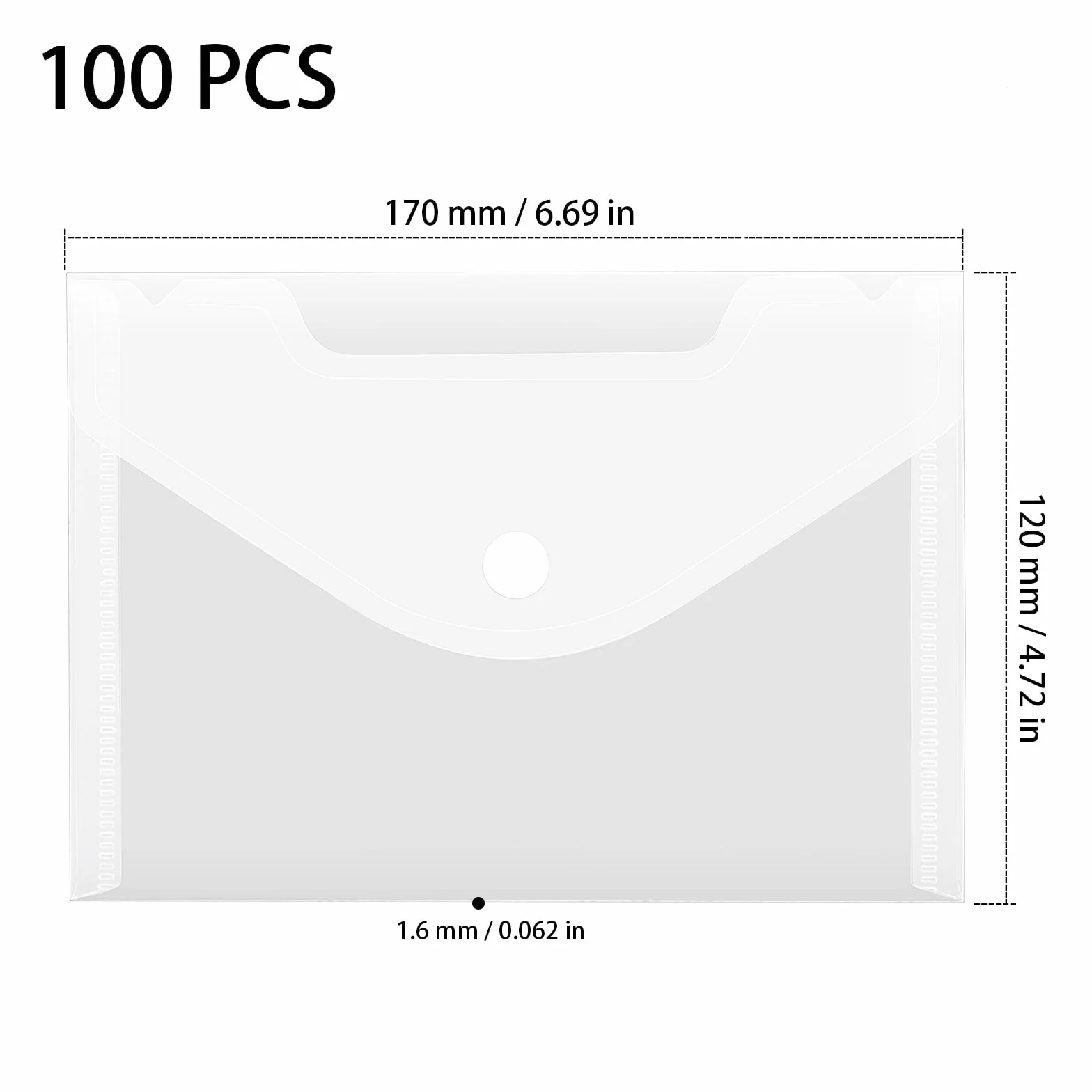 Carteras transparentes A6, sobres de plástico para archivos, paquete de 100
