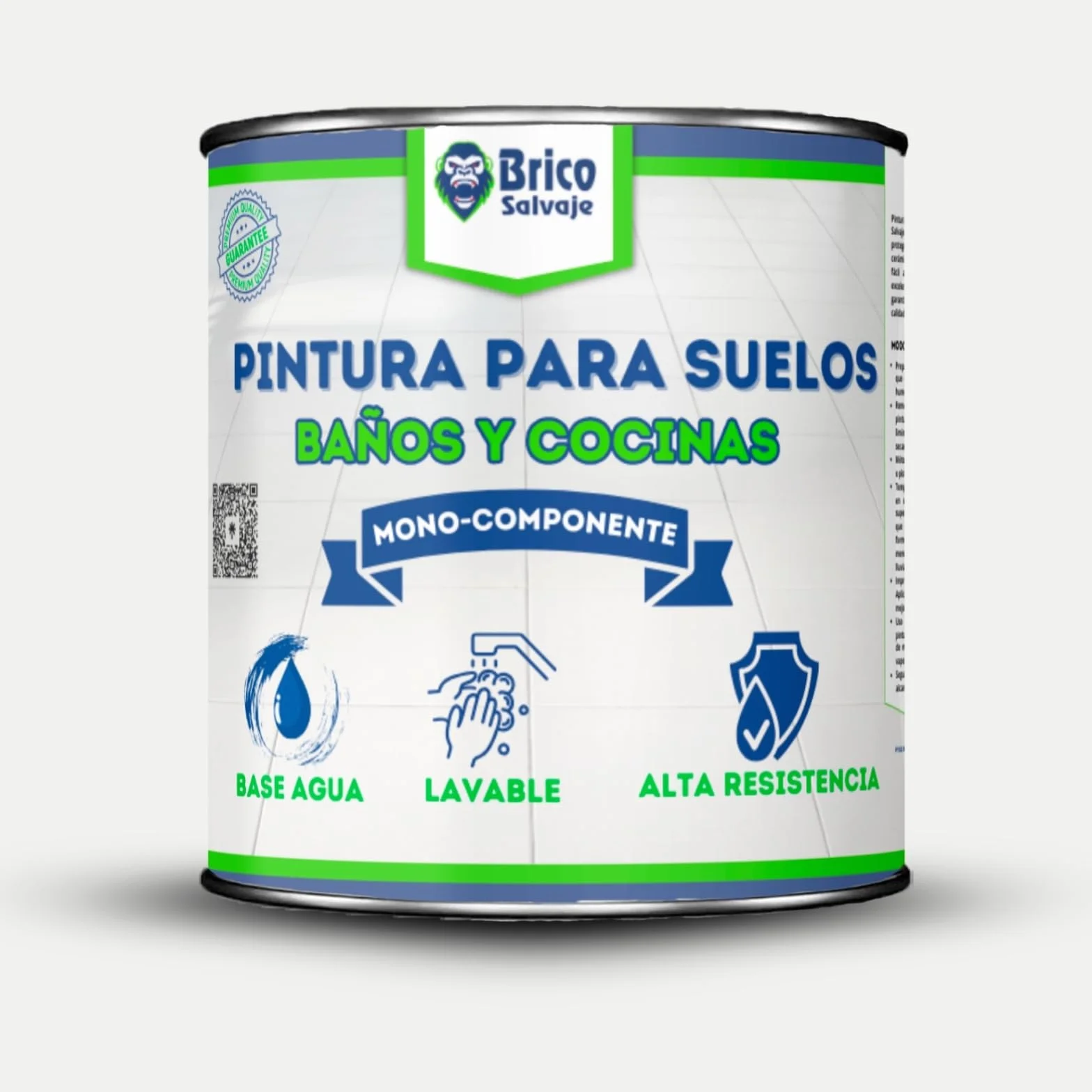 Pintura para suelos Cocina y Baño SATINADO, Mono Componente, Al Agua, Fácil Aplicación (Niebla, 750 ML)