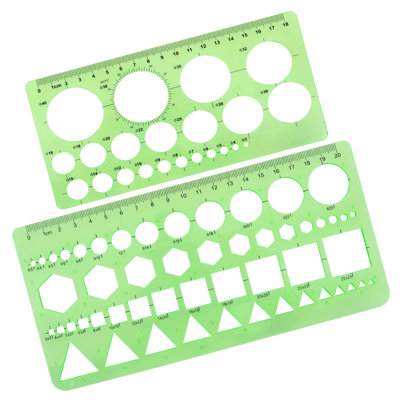 TIESOME Círculo Stencil para Dibujo, 2 Piezas Quilling Stencil Naranja Transparente Plantillas Reglas