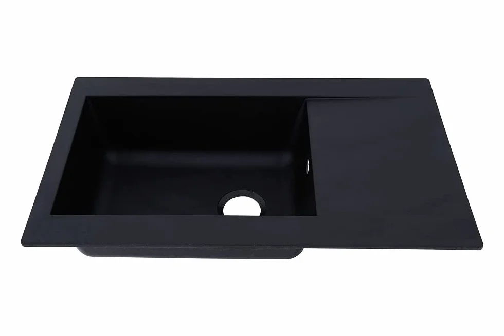 Fregadero empotrado de mineralita 1 cuenca negro, respekta DENVER86X50S, 86 x 50 cm