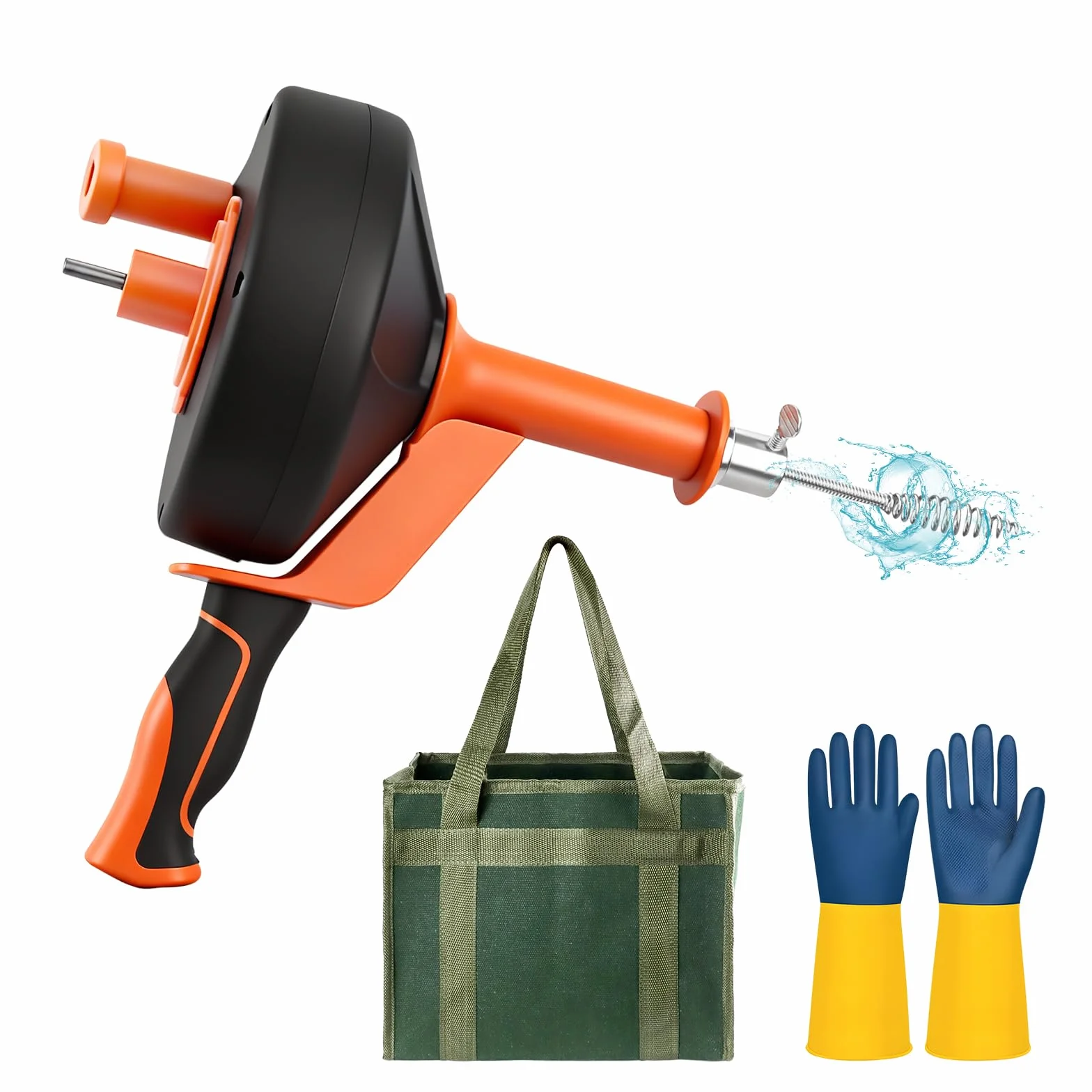 Desatascador Tuberias Profesional con Barrena Pesada de 13M, Desatascador Tuberias Espiral con Guantes y Bolsa de Almacenamiento, Alambre desatascador tuberias para Cocina, Fregadero, Ducha