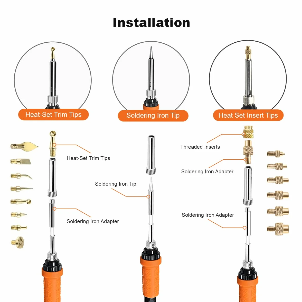 Kit de fallas de soldadura de inserto roscado Mintion, soldador de 90 W con control digital de temperatura, inserciones roscadas M3 para impresión 3D, fallas soldadura M2-M8, accesorios impresión 3D
