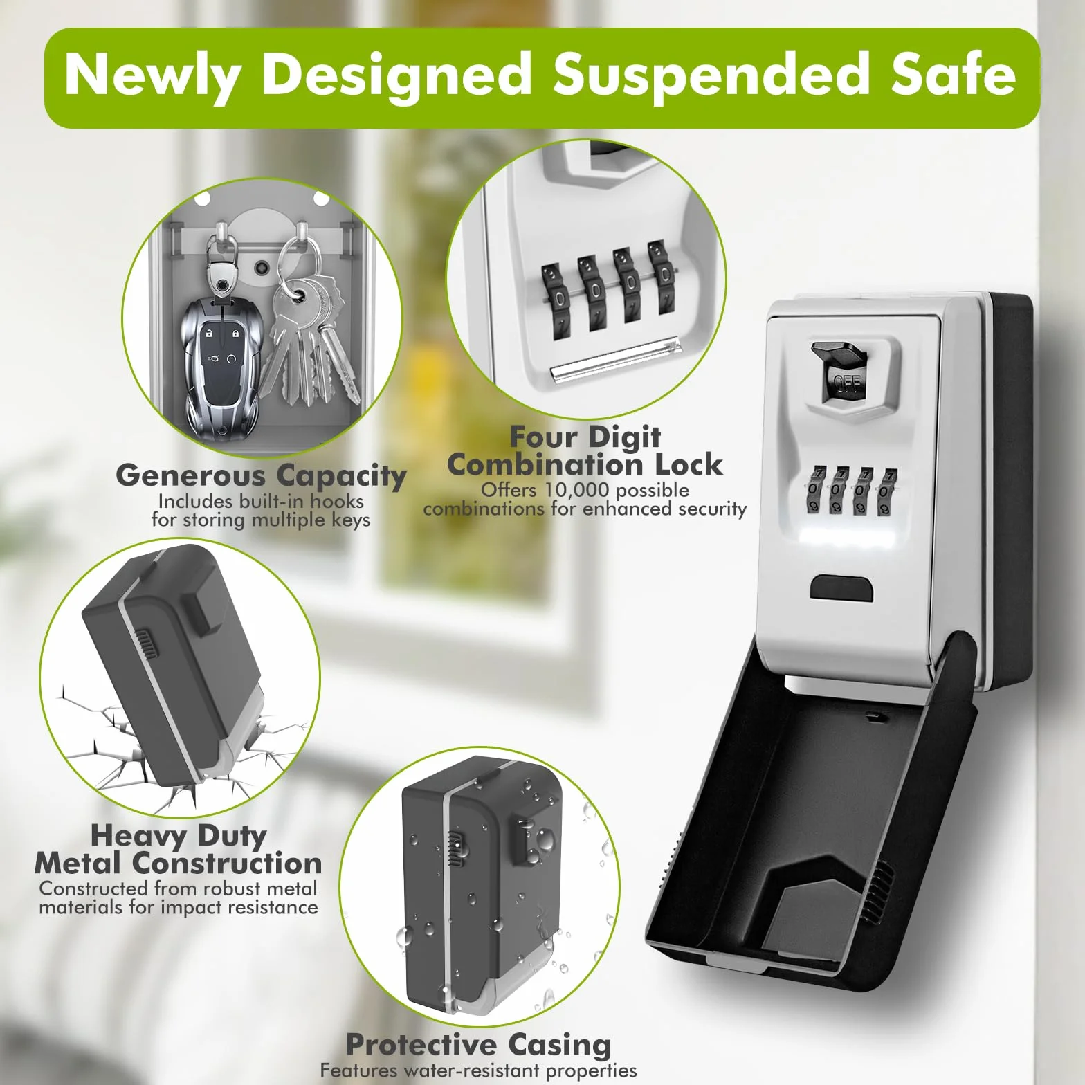 Caja de Seguridad para Llaves Impermeable con Iluminación y Código