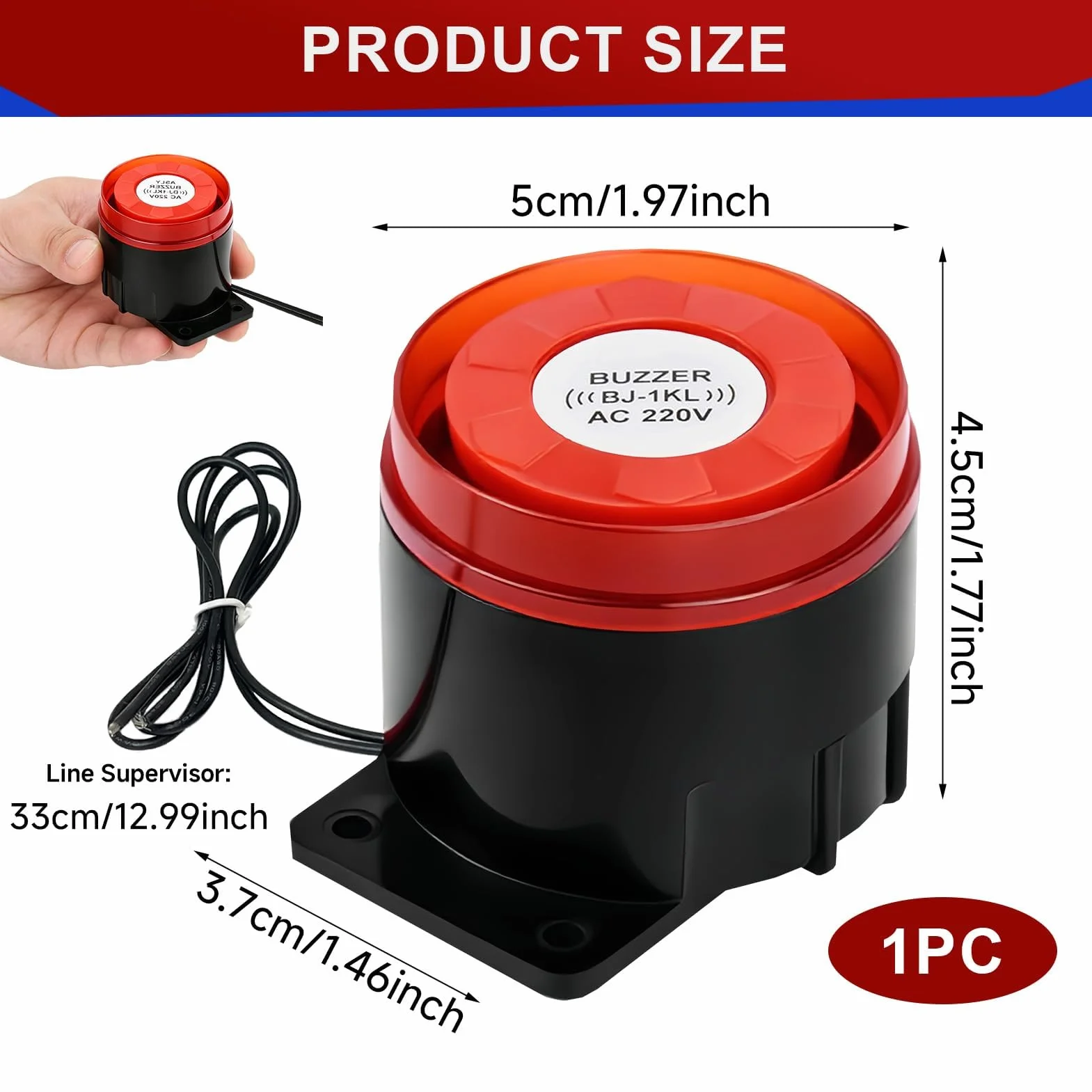 Sirena Alarma Exterior 220V 120dB con Luz Intermitente Sonido de Alto Decibelio, Sirenas de Seguridad Cableada para Alarma Perimetral Exterior, Zumbador para Hogar Oficina Garaje Tienda Industrial