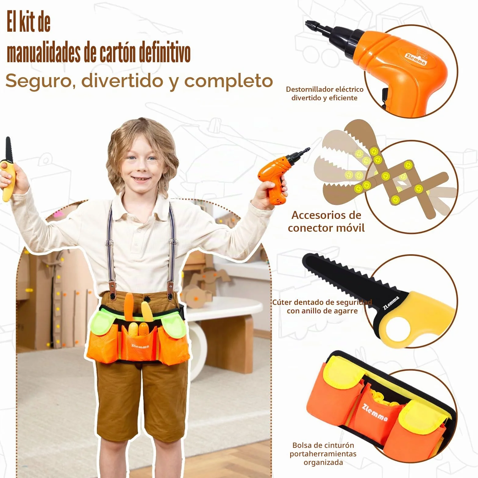 Juego de herramientas para niños (258 piezas, con taladro, cinturón, tornillos, tuercas, bisagras y piezas móviles, caja de regalo reutilizable, juguete educativo DIY
