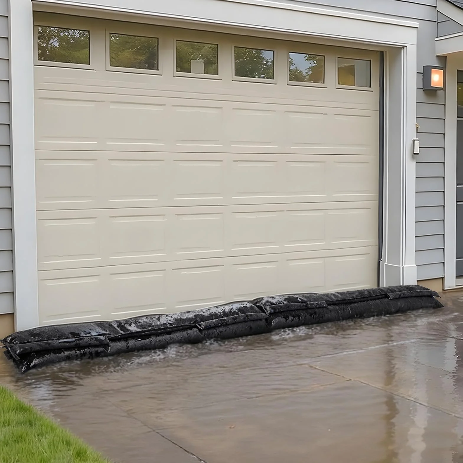 VEVOR Barrera Antiinundaciones 5 Piezas Bolsas contra Inundaciones 306x15,5 cm Dispositivo de Protección contra Inundaciones con Cubo de Plástico, Activado por Agua, para Puerta Garaje Entrada Sótanos