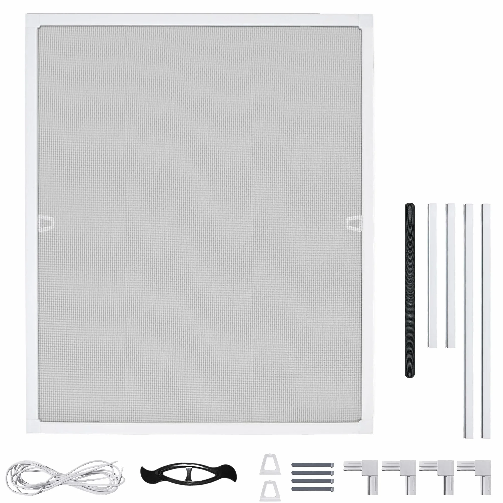Mosquitera para ventana, mosquitera con mosquitera y marco de aluminio, 100 x 120 cm, sin agujeros ni tornillos, protección contra insectos, rejilla para ventanas (color blanco)