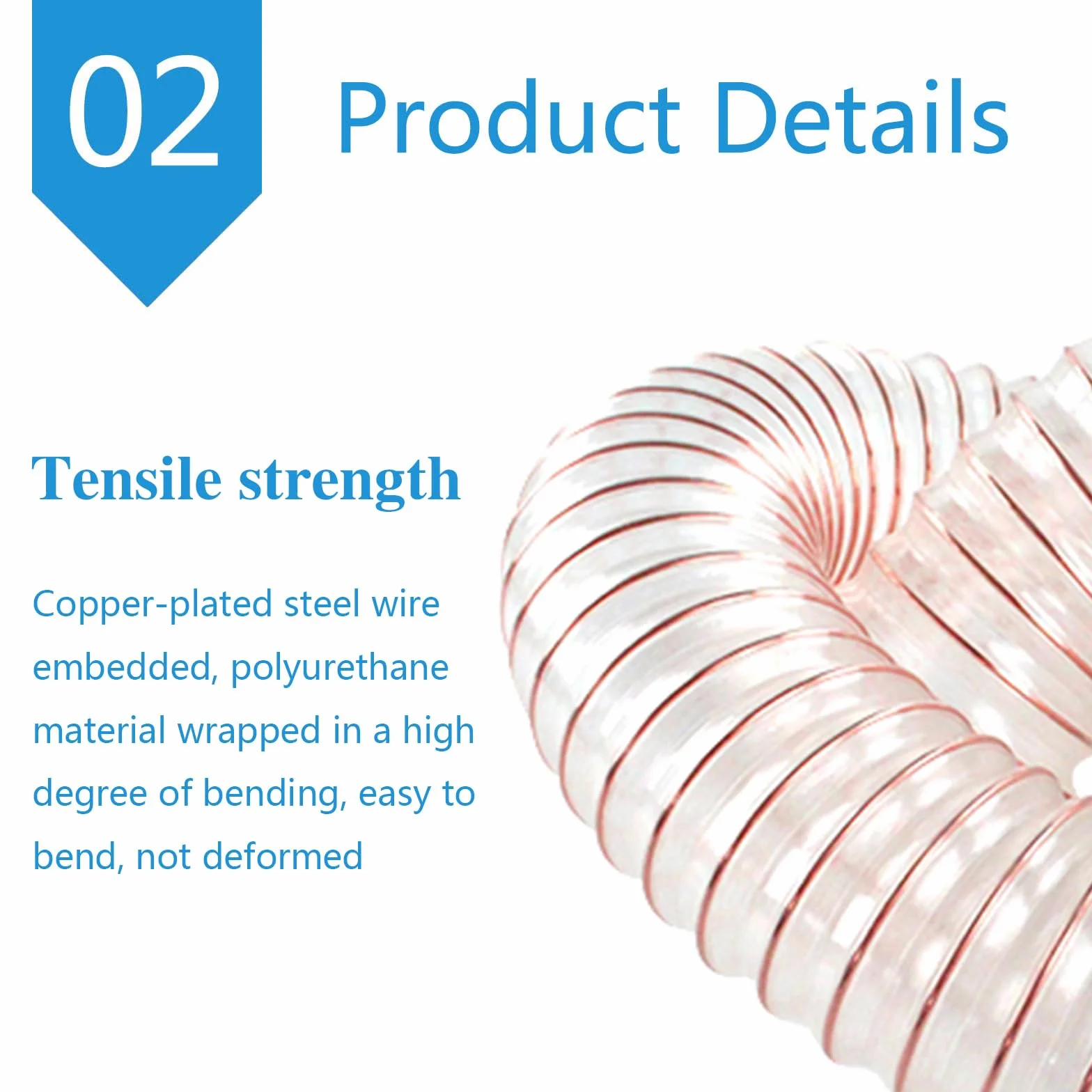 Manguera De Aspiración De Poliuretano Tubo Flexible De PU 1 Metro para Talleres De Carpintería, Espesor De Pared 1,2mm,Inner Diameter:260mm