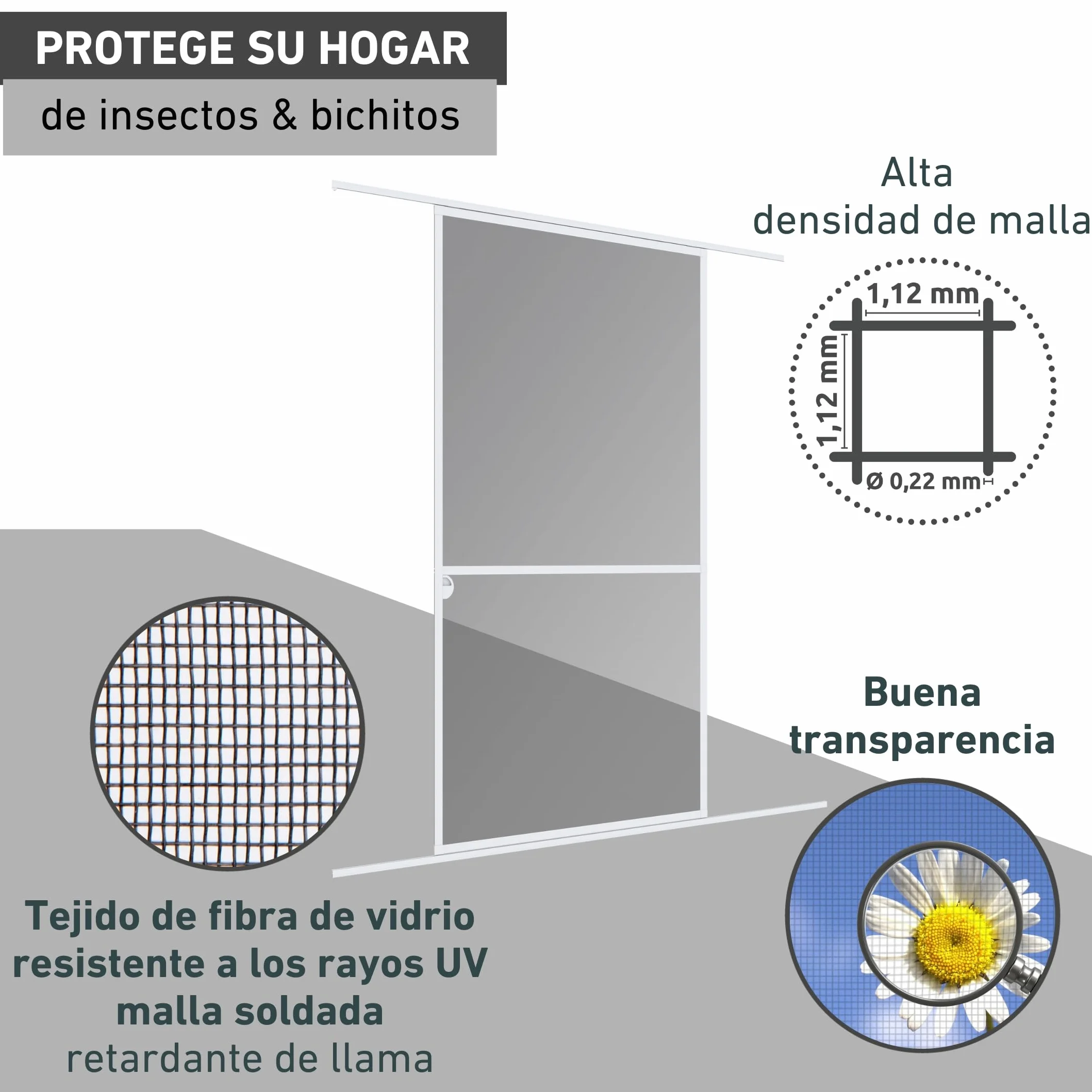 Windhager mosquitera corredera Expert, Marco de Aluminio para Puertas, 120 x 240 cm, Blanco