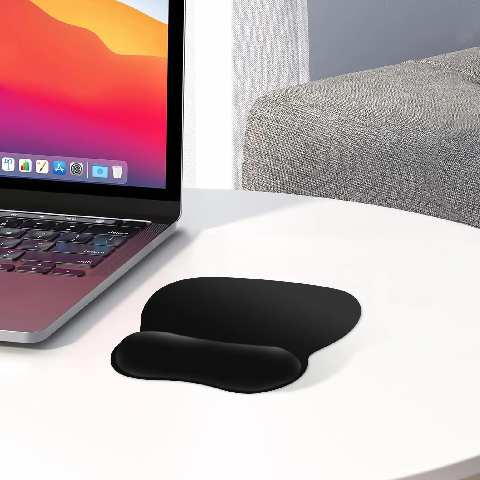 Alfombrilla Ratón Ergonómico con Reposamuñecas, Gaming Mouse Pad Tejido Licra, Base no Deslizante, Negro