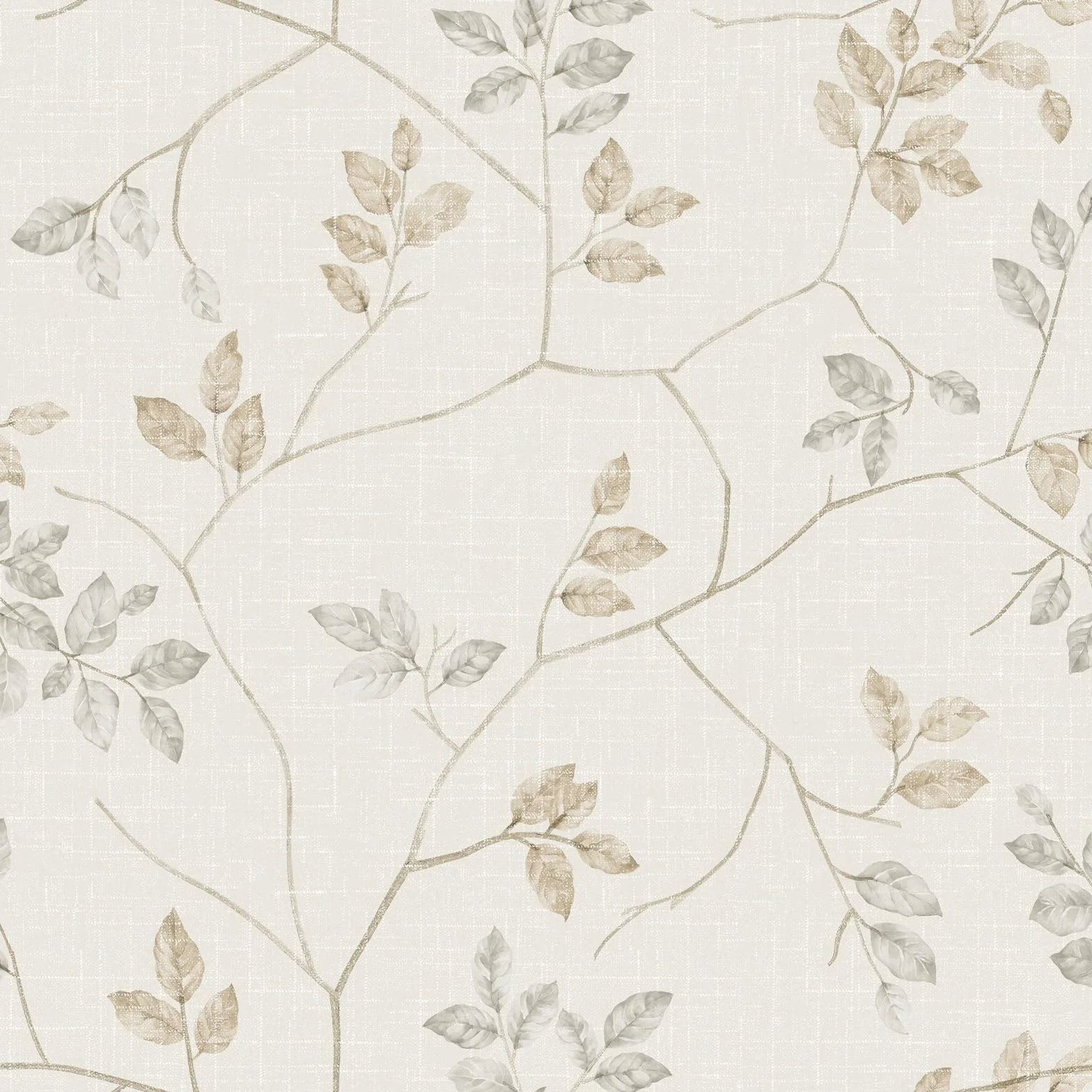 ReWallpaper 44.5CM×7M Papel Pintado Pared Hojas Pequefias Gris Papel de Pared Decorativo para Salon Removible Papel Vinilo Adhesivo Pared Baño Papel Pared Autoadhesivo Hojas Beige PVC