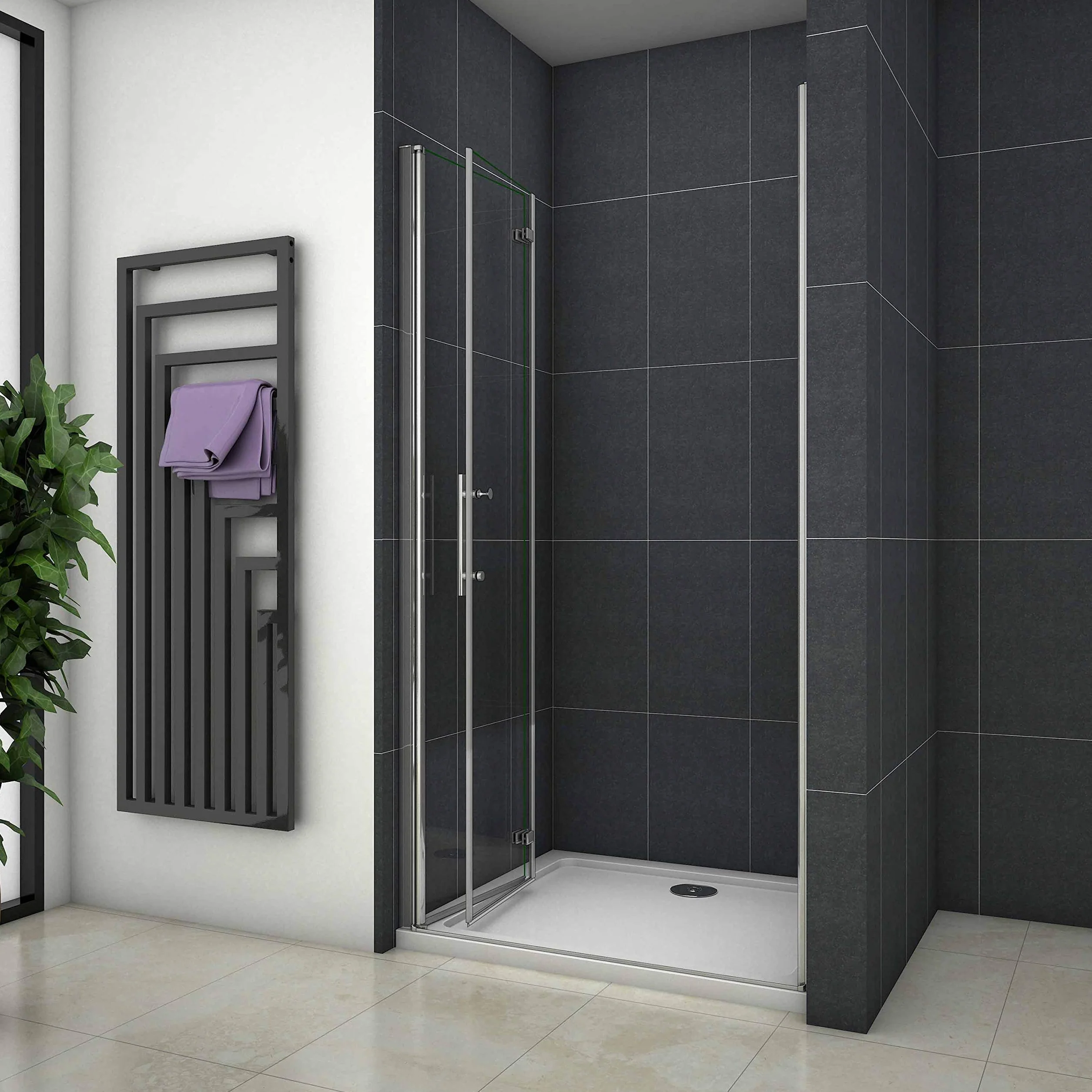 Mamparas de Ducha Puerta Plegable Cristal 6mm Antical 100x185cm