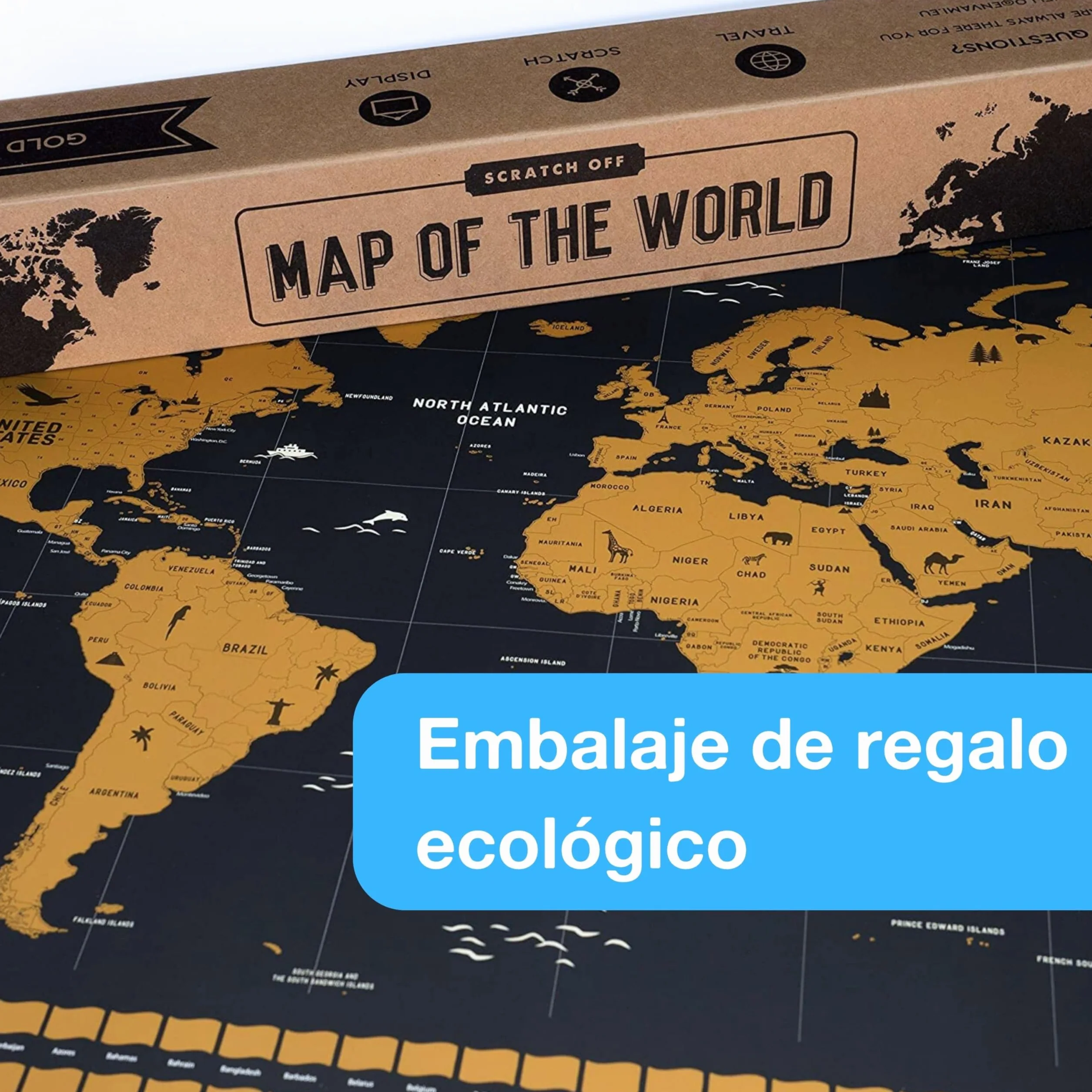 Mapa Mundi Rascar 68 x 43 cm Oro Scratch Off Travel Map