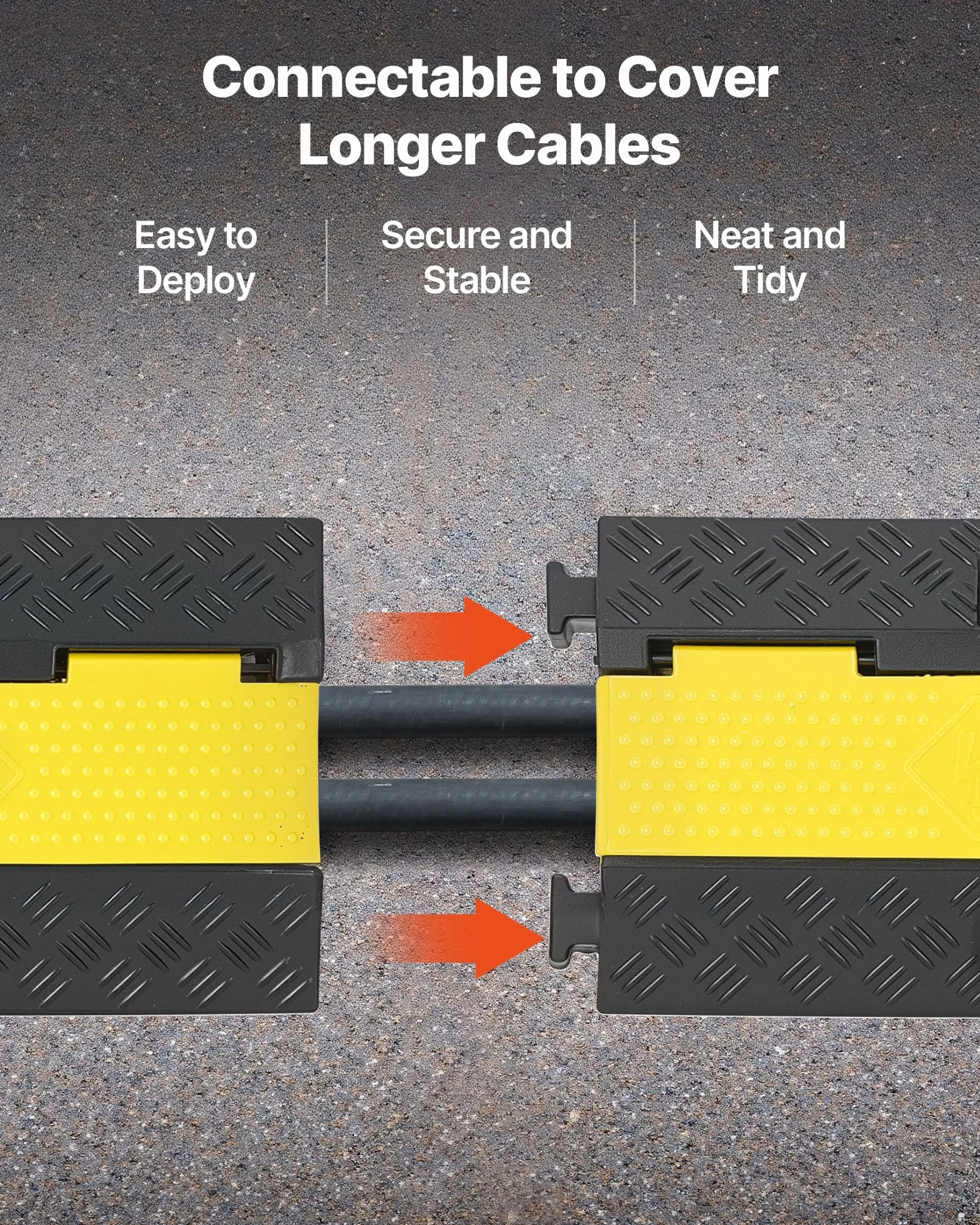 VEVOR Protector de Cables para Suelo de 2 Canales 32 x 31 mm Rampa de Protección de Cable 9979 kg Caucho